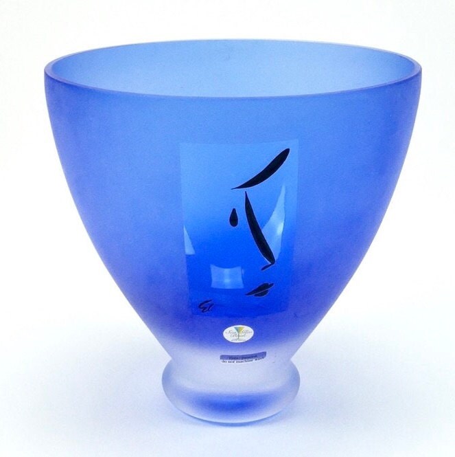 ブルーコスタボダガラス花瓶 - サイン入り - Etsy 日本