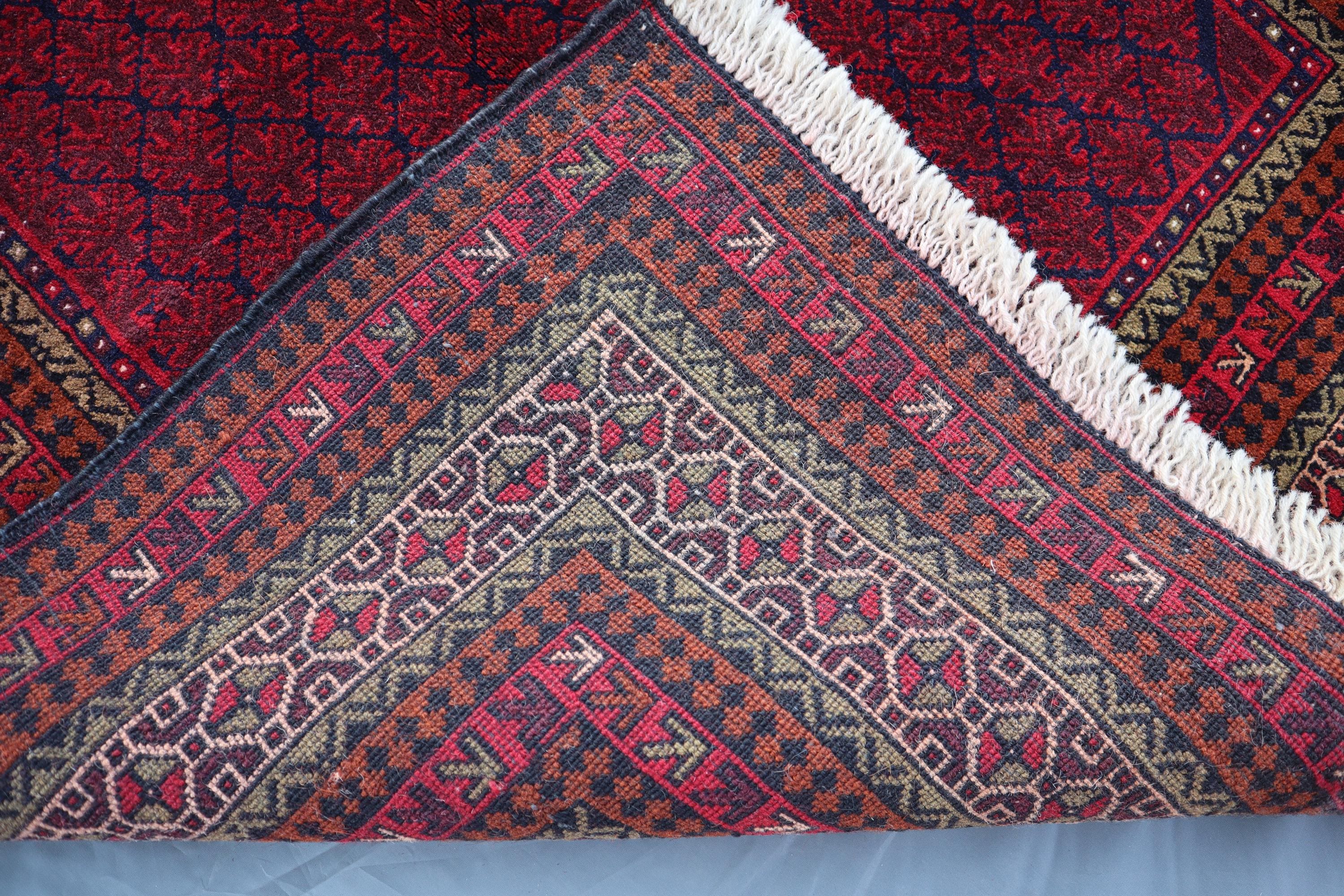 ヴィンテージ アフガニスタン 祈祷用ラグ：手織りウール、部族のモスク