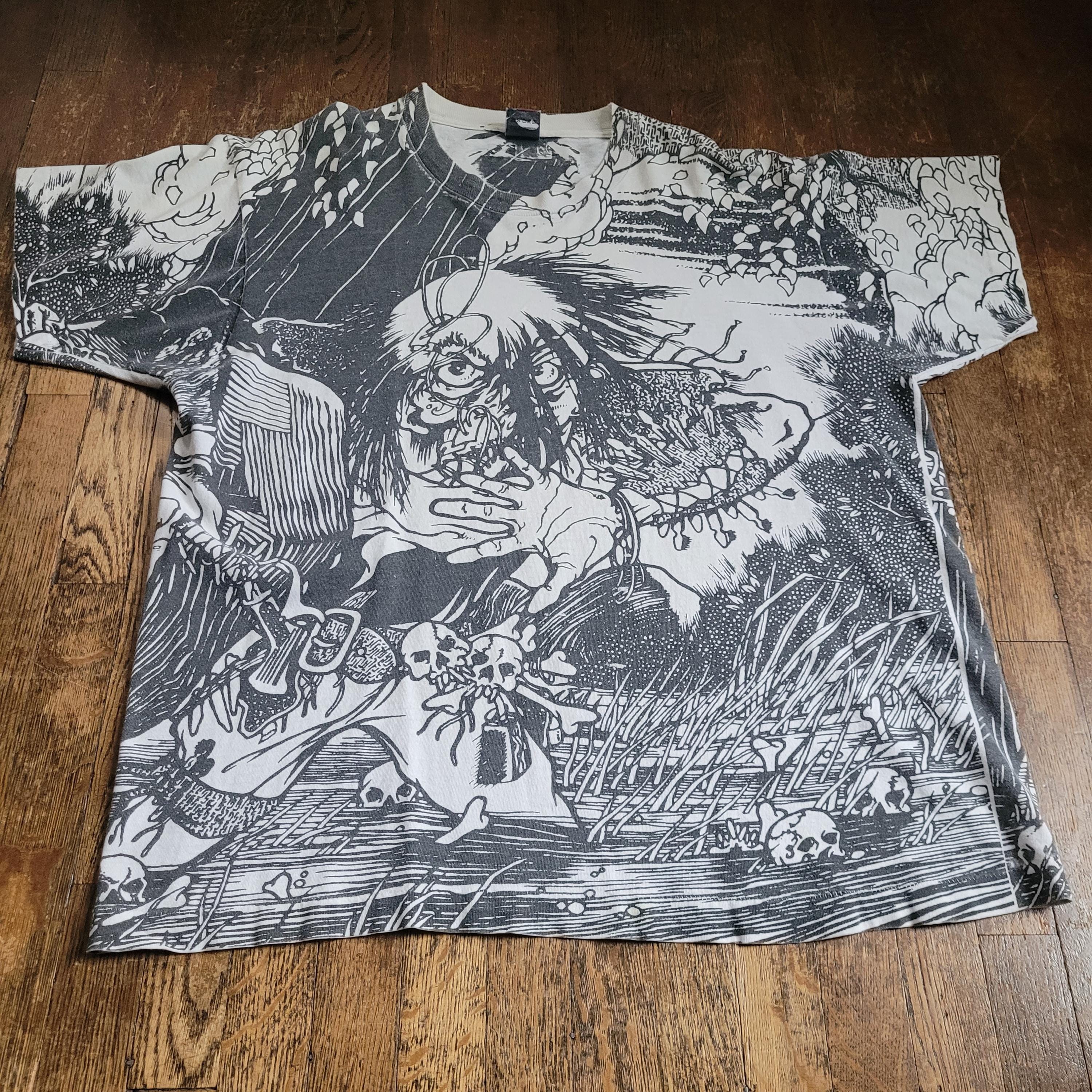 Rare and EPIC 1990s PUSHEAD Kuro-line Septic Death SHIRT Size