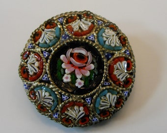 ヴィンテージマイクロモザイクブローチ イタリア製 ヴィンテージ