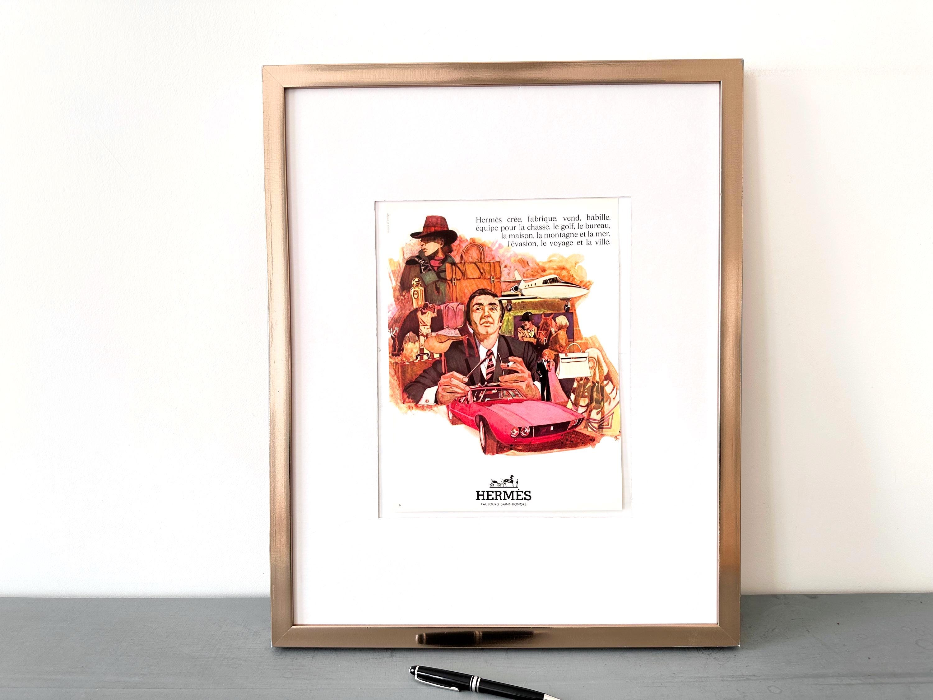 Original 1970s French Vintage Hermes Ad Print: Elegant Kelly Bag