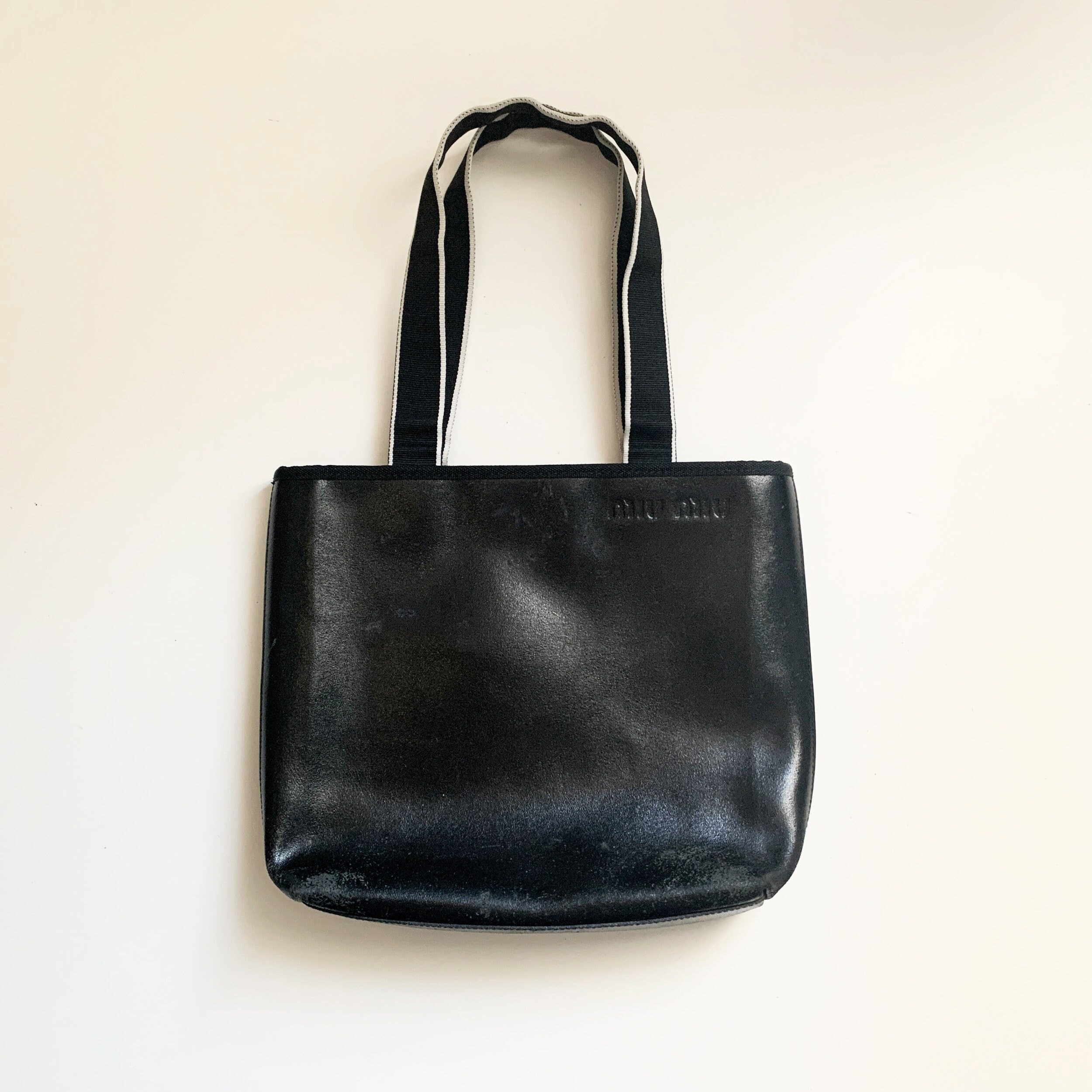Miu Miu Archive Vintage Black Leather Tote Handbag - Etsy