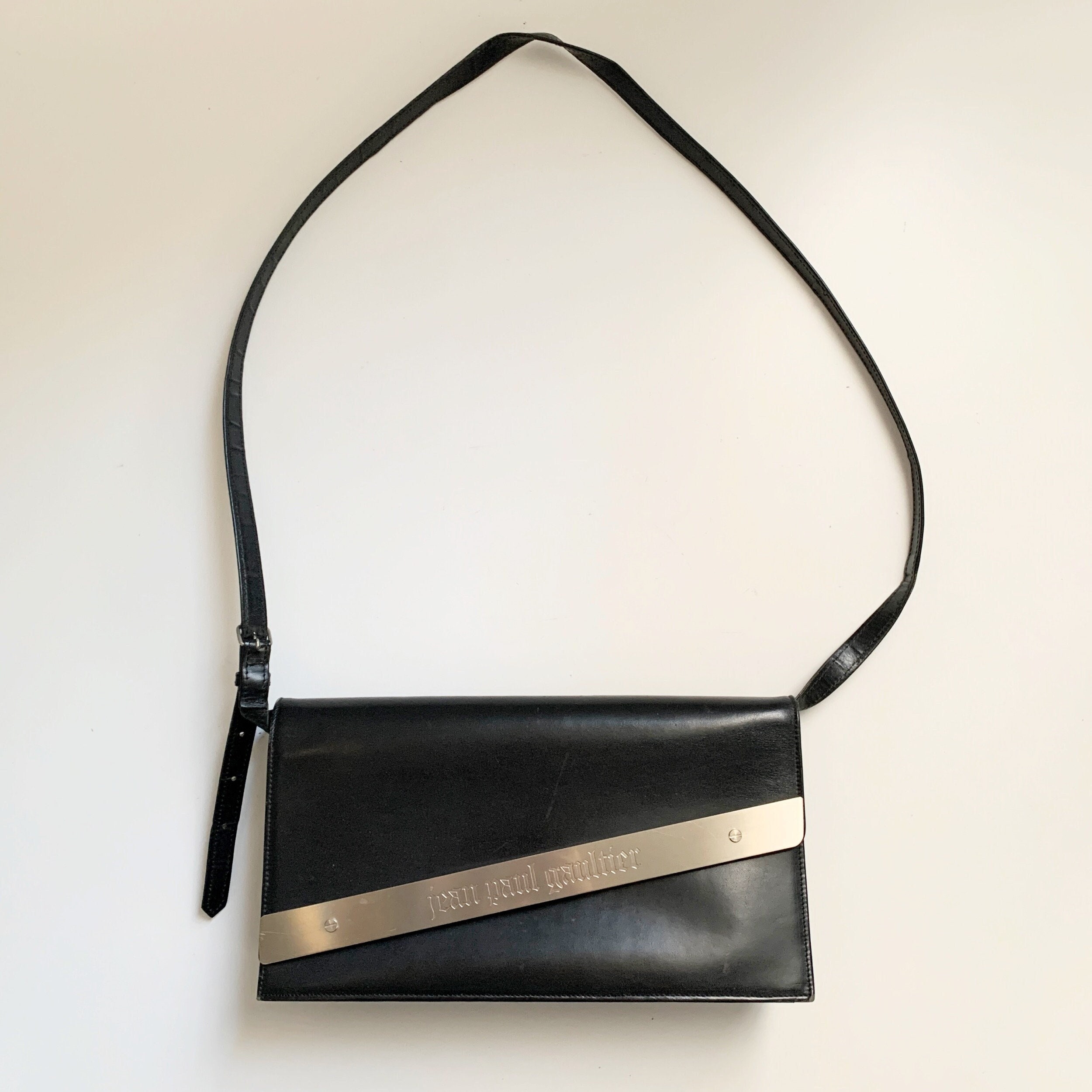 Jean Paul GAULTIER Vintage Logo Leather Shoulder Bag - Etsy