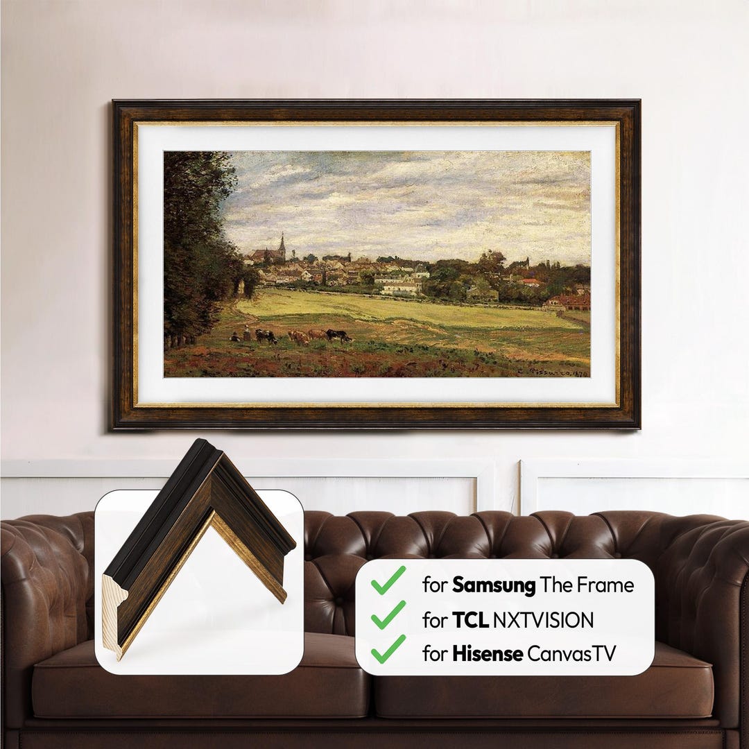 Dark Brown & Gold TV Frame for Samsung the Frame, TCL NXTVISION