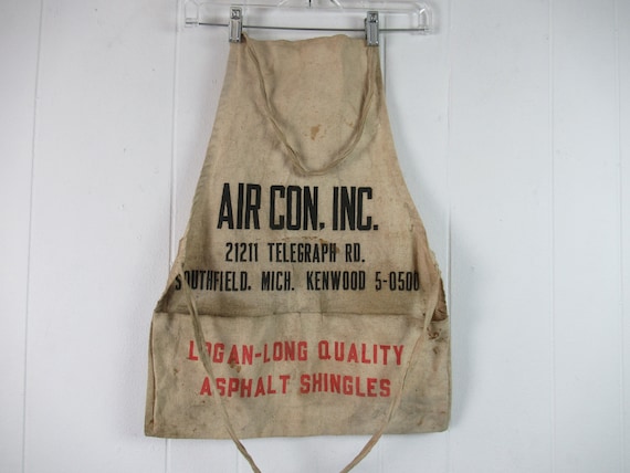 ヴィンテージエプロン、1950年代のエプロン、作業用エプロン、広告用