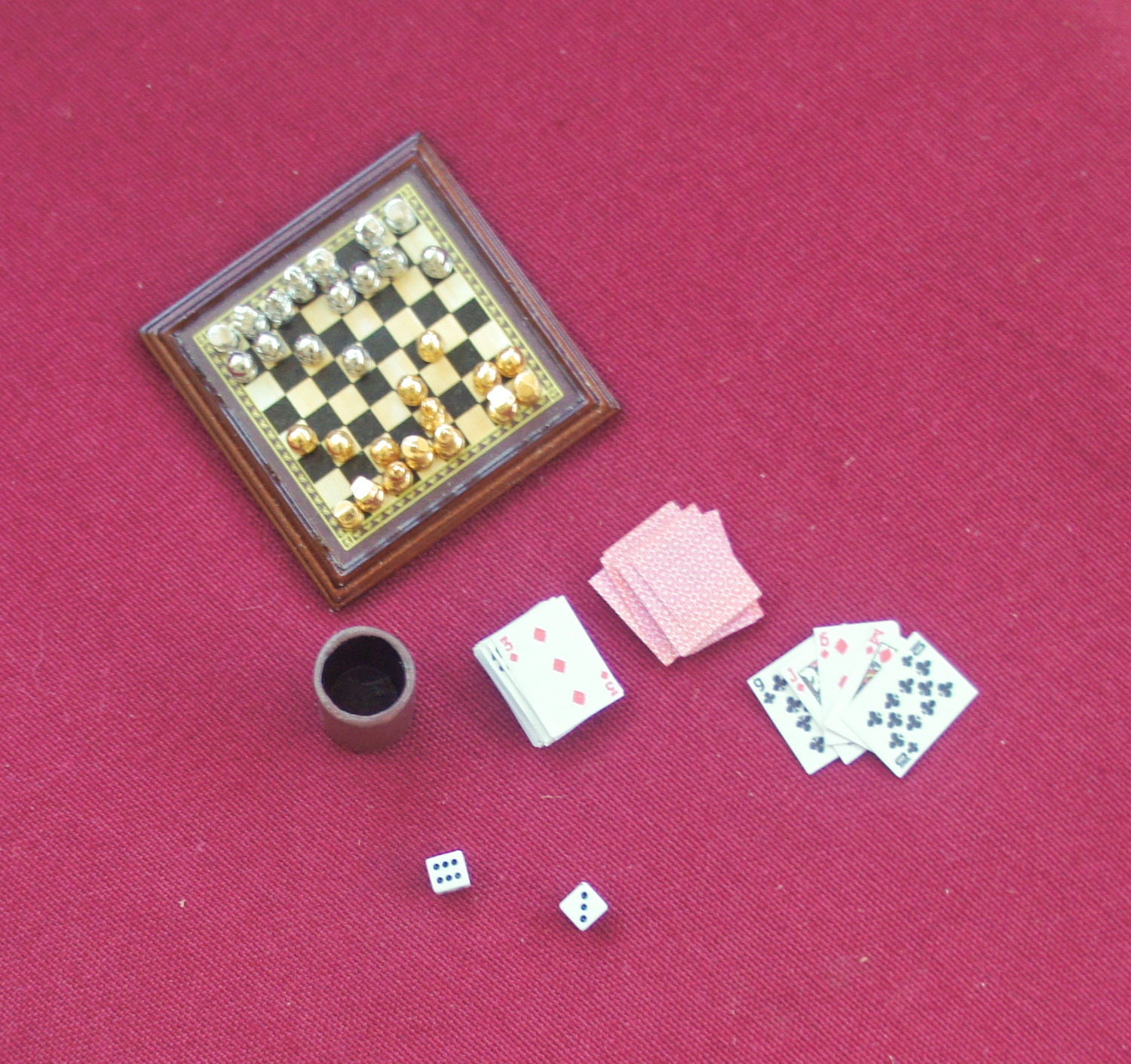 1/6スケール ミニチュア ゲームパック トランプ サイコロ チェスセット