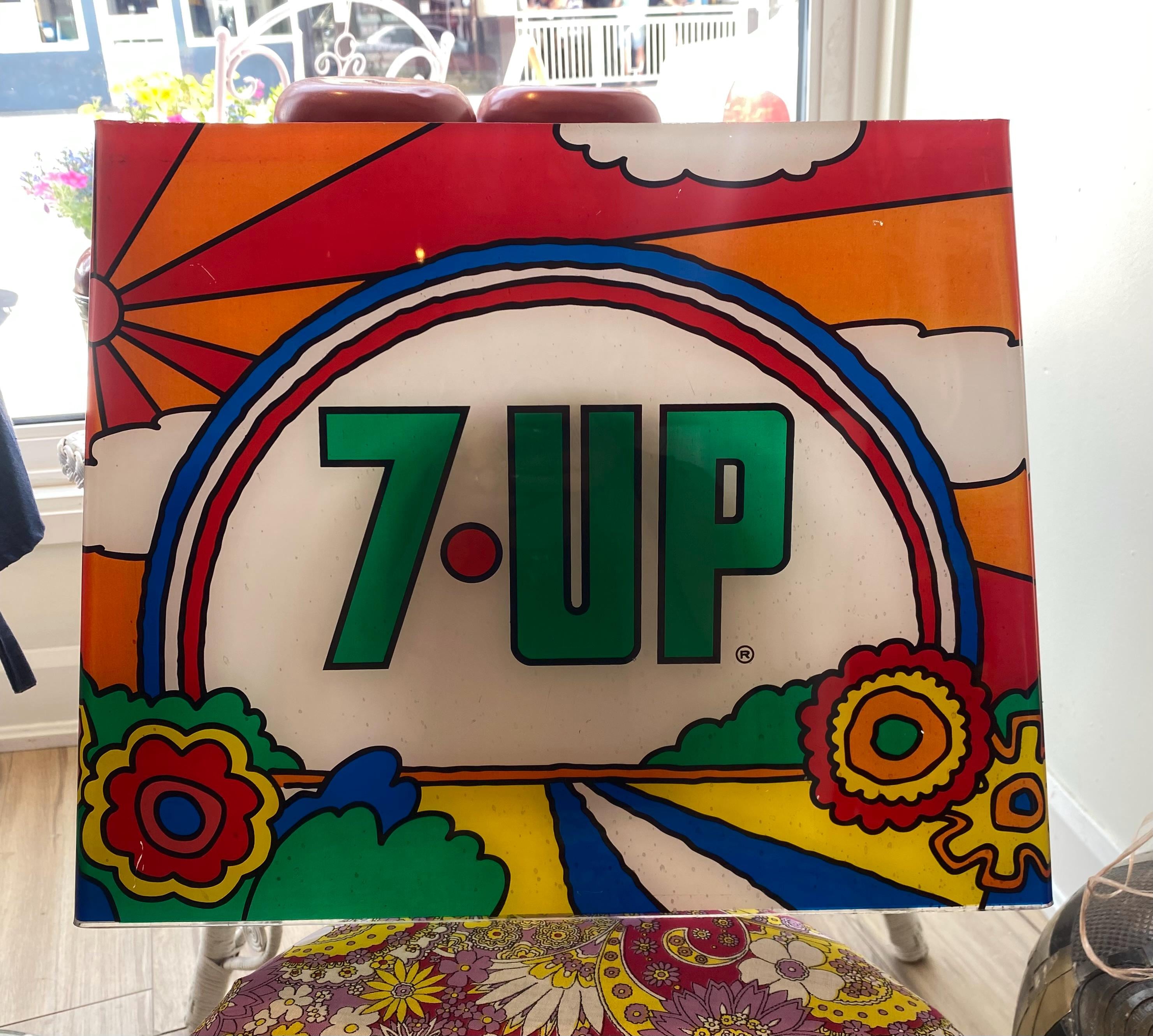 Rare Vintage 1970s 7-up Soda Machine Advertising Sign – Peter Max