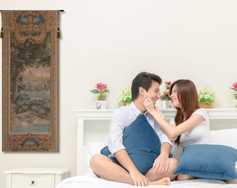 フランスの風景タペストリー：織りジャカード壁掛け（74 x 30インチ