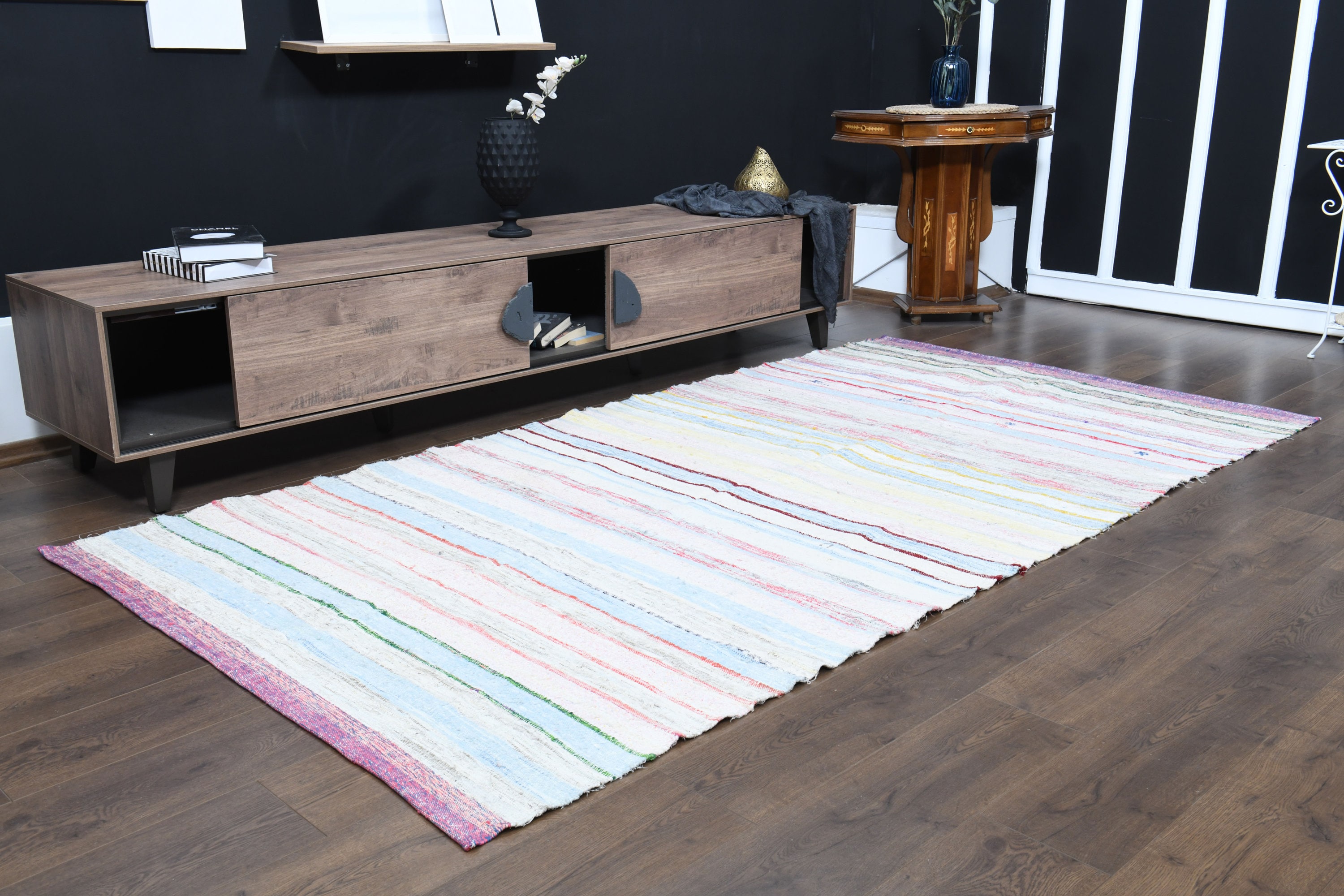 5 x 9フィートのヴィンテージトルコキリムラグ：シャビーシックな