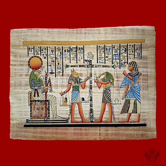 心臓の重み付けのパピルス画 - 死者の書の儀式を描いた珍しい古代