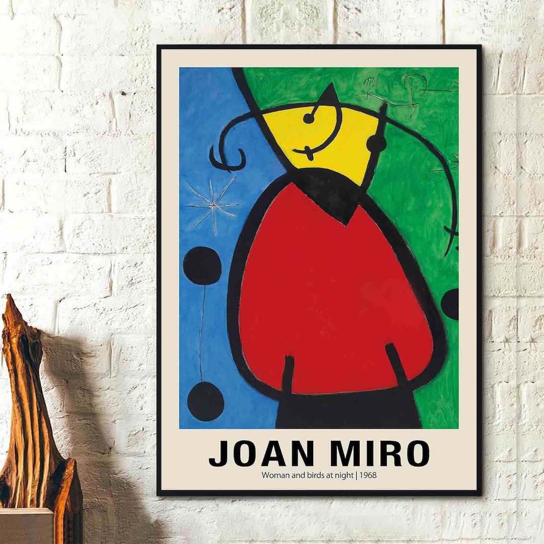 ジョアン・ミロのプリント - 夜の女性と鳥 1968年 - スペインの画家