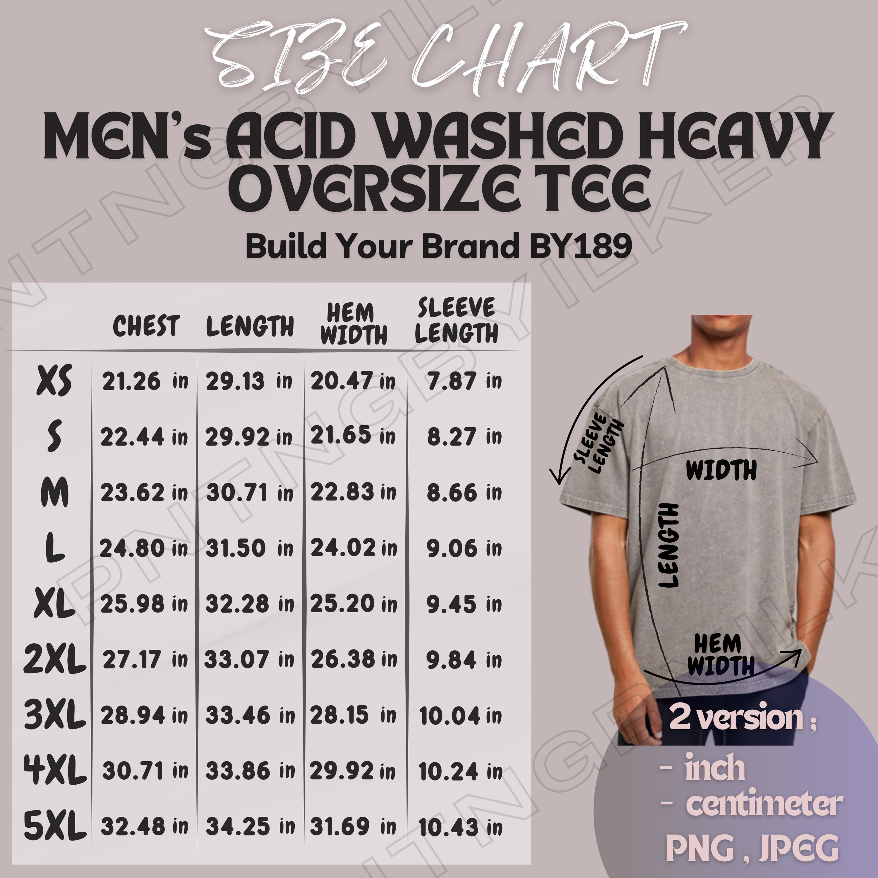 Tシャツサイズ表 I メンズ アシッドウォッシュ ヘビーオーバーサイズT