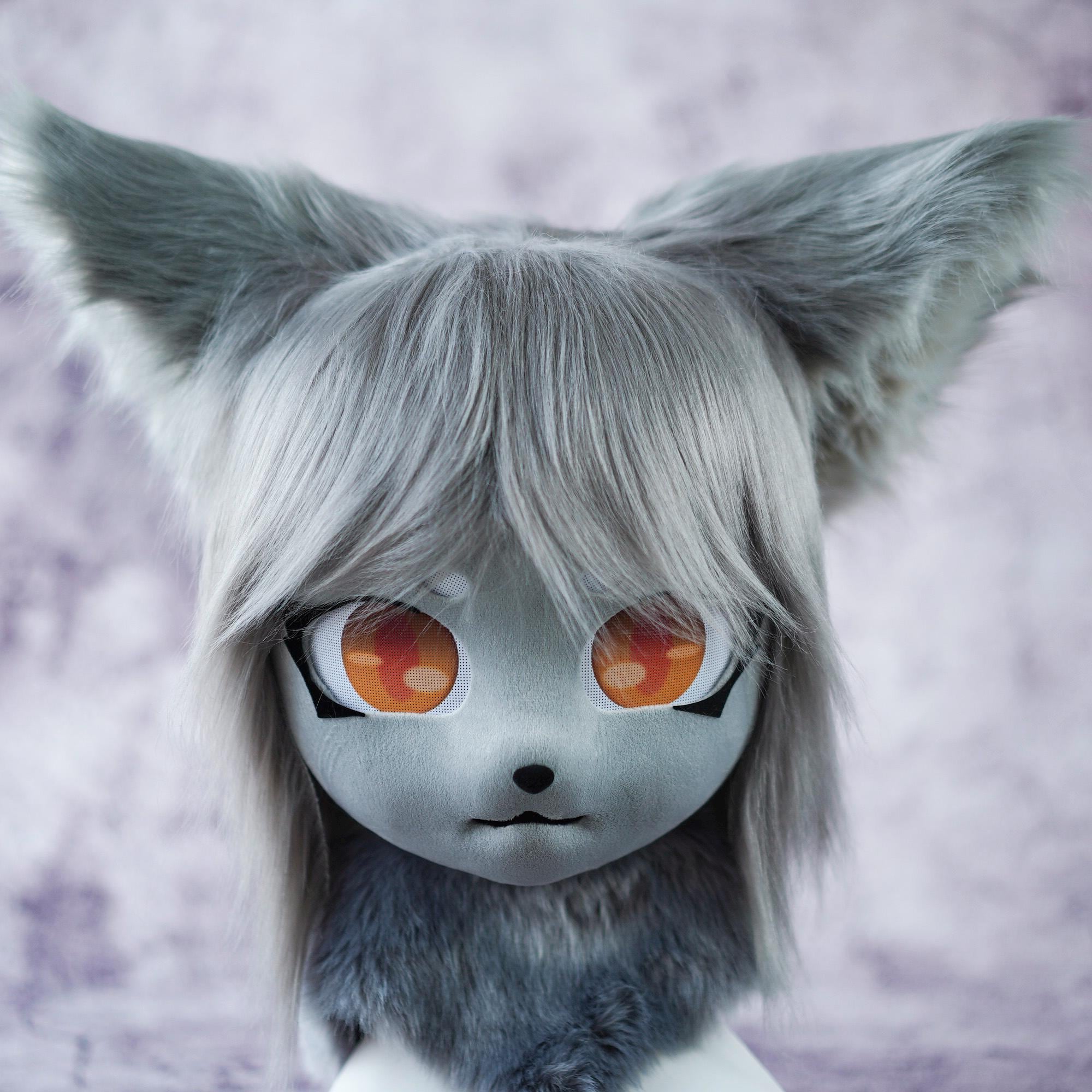Mysterious Grey Wolf/cat Kigurumi Full-cover Mask | Furry Fursuit