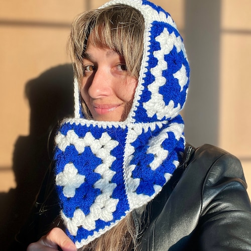 Hand-knitted Granny Square Crochet Balaclava, Colorful Warm Ski