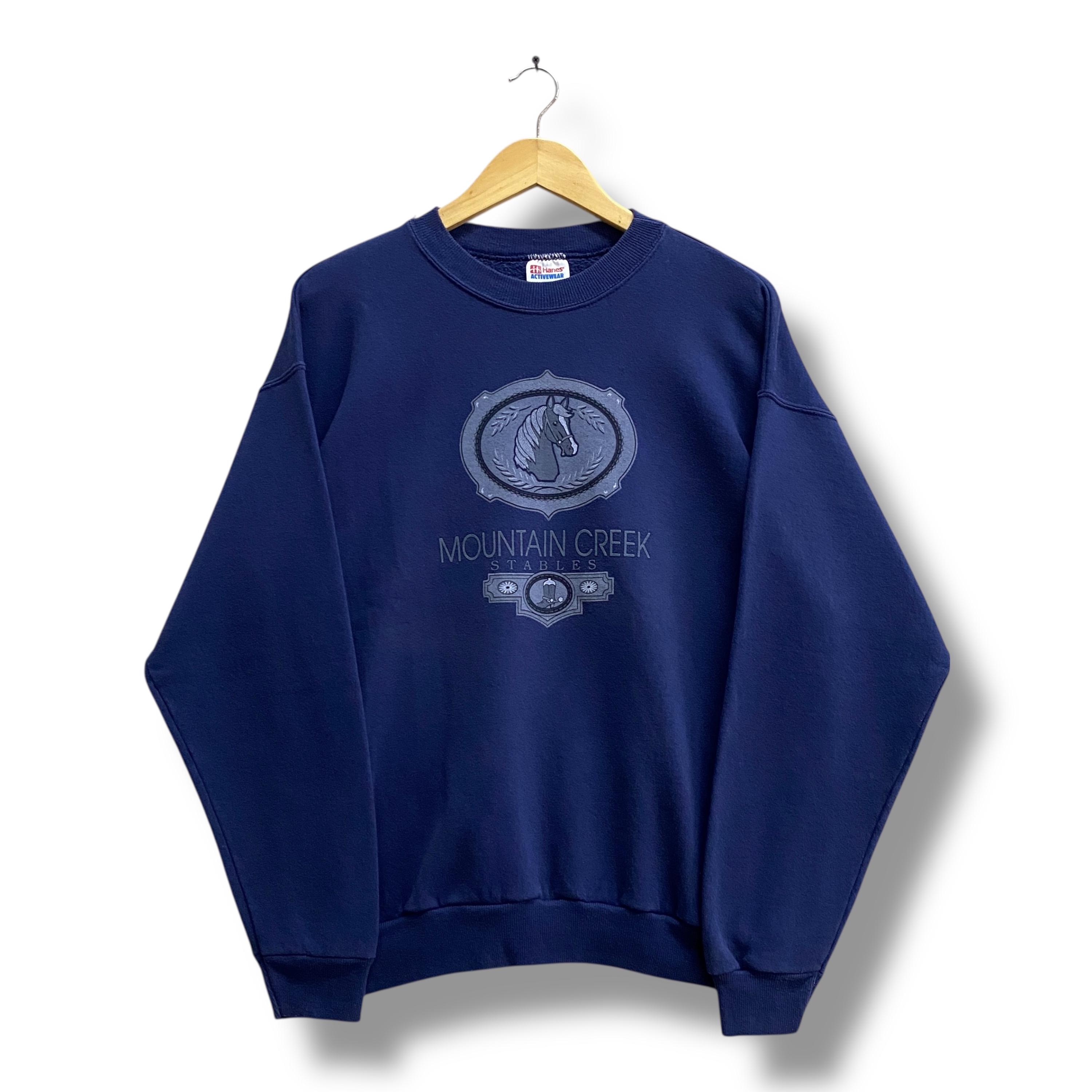 Vintage 90's Mountain Creek Stables Navy Sweatshirt LARGE Mountain