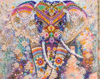 アートキャンバスのビーズ刺繍キット「インドの奇跡」。DIYビーズ