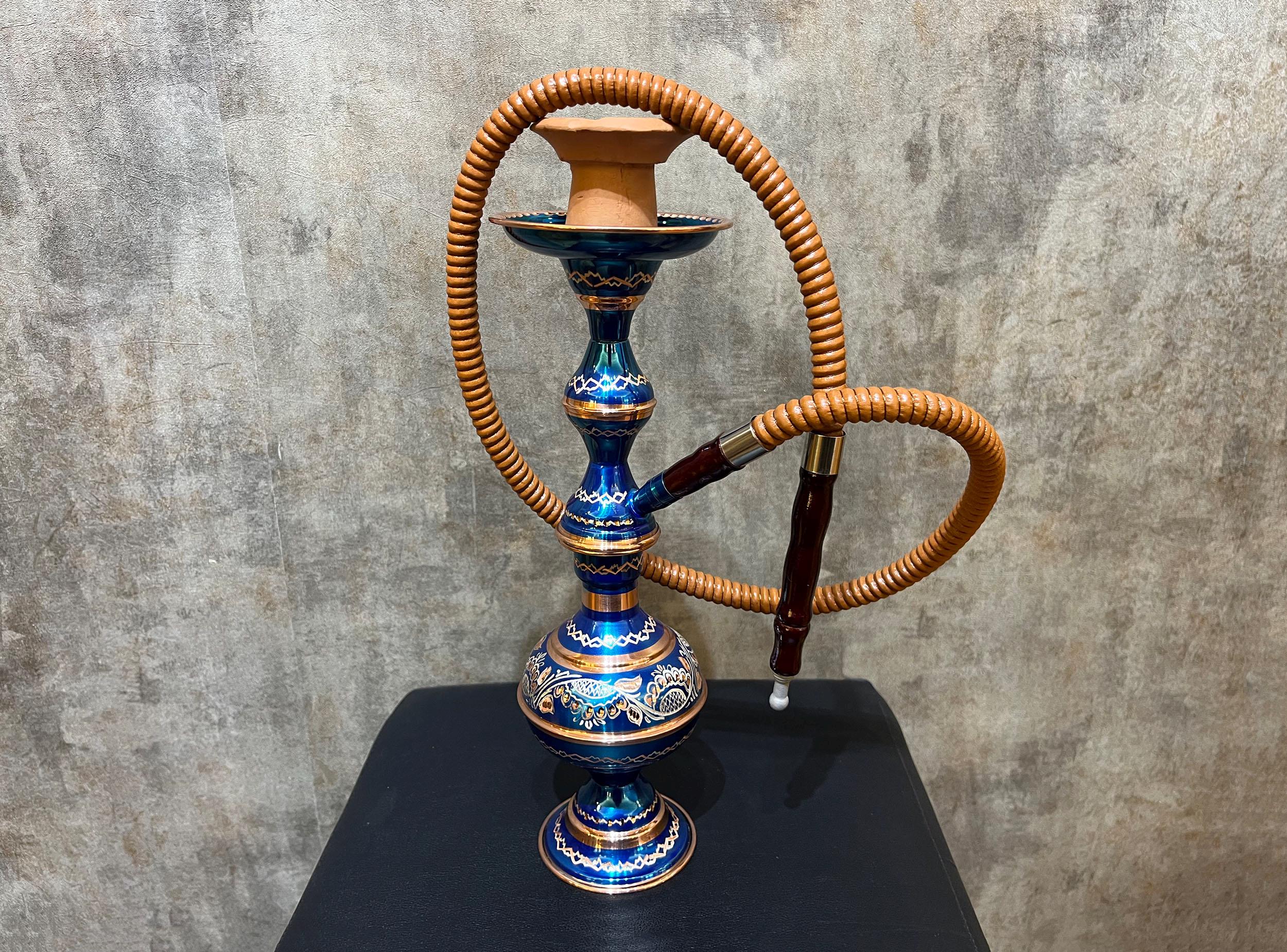 Blue Premium Hookah Set, Carved Copper Hookah,hand Engraved Shisha