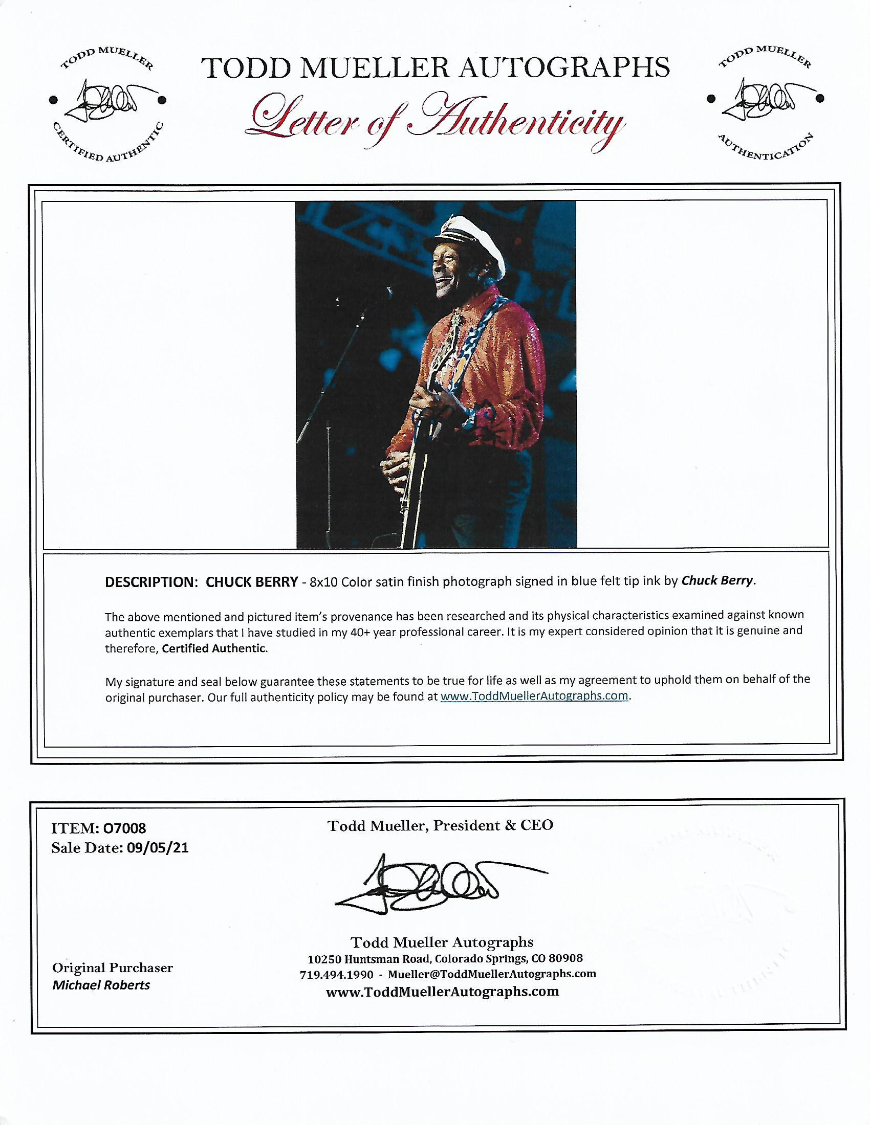 チャック・ベリー 直筆サイン入り 8 x 10 写真 COA - Etsy 日本