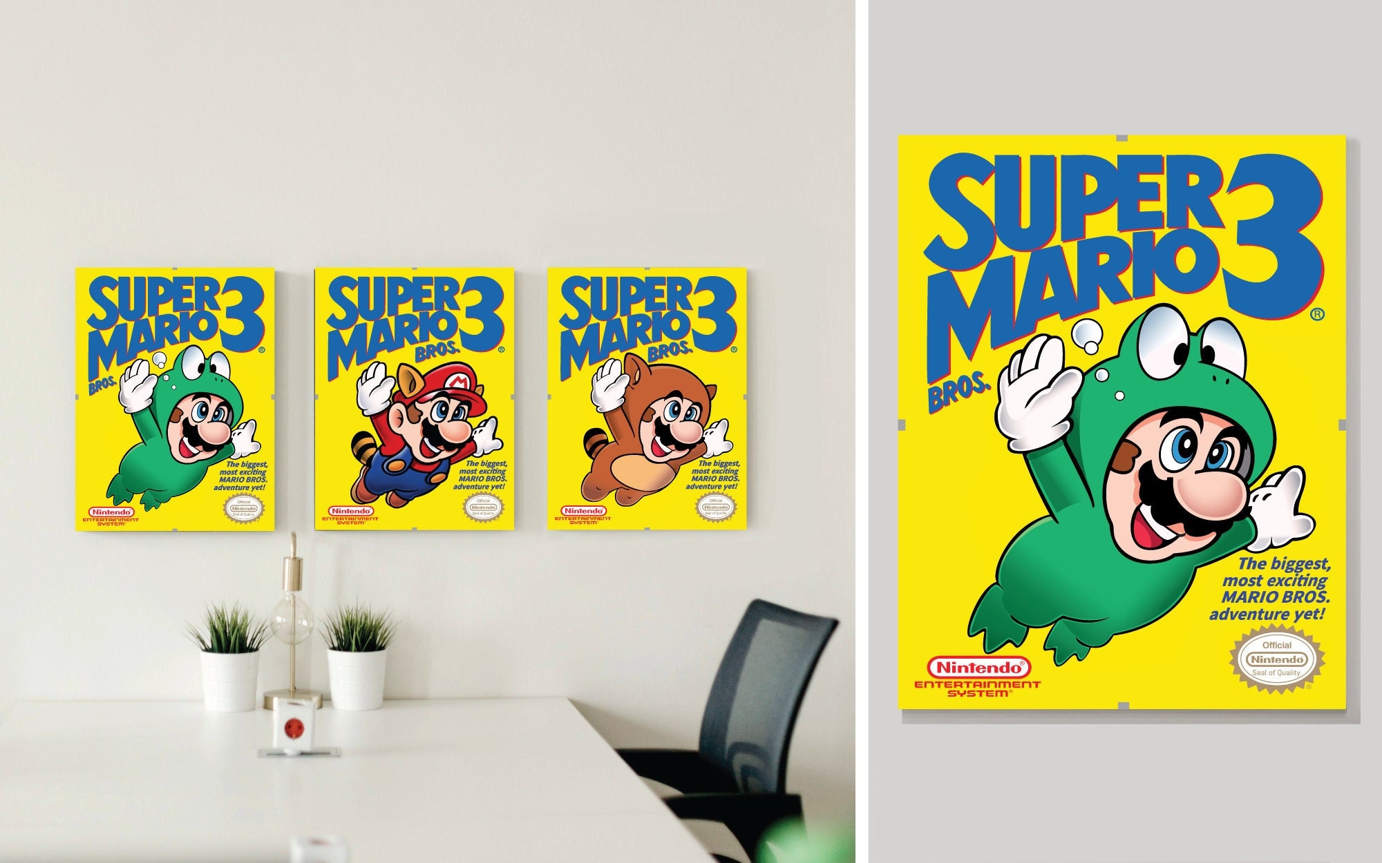 Super Mario Bros 3 - NES Box Art Poster Print- Frog Suit Mario