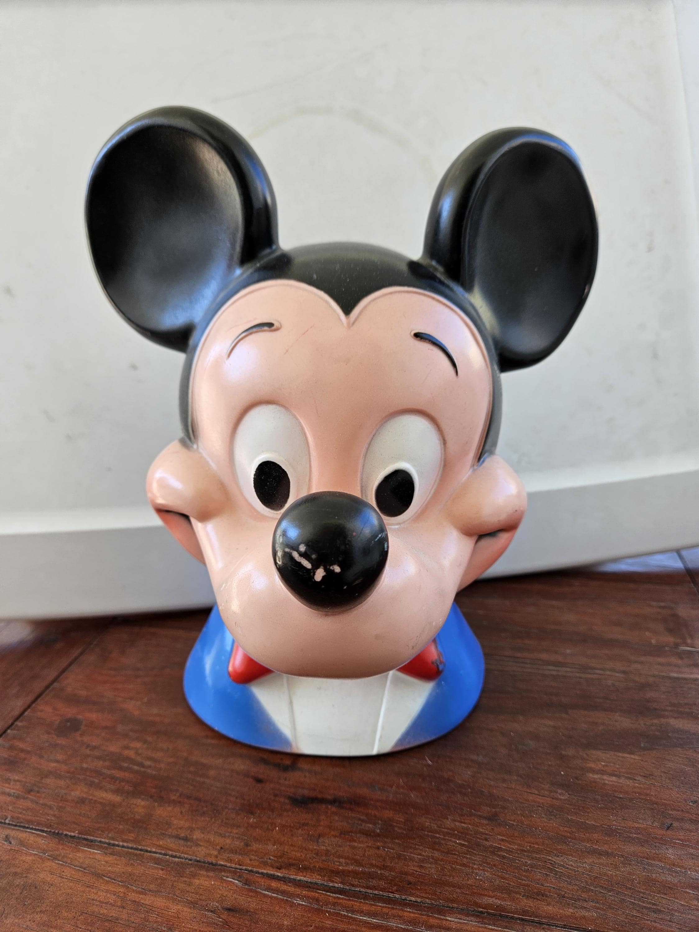 Vintage 1971 Mickey Mouse Coin Bank Plastic Bust Piggy Bank