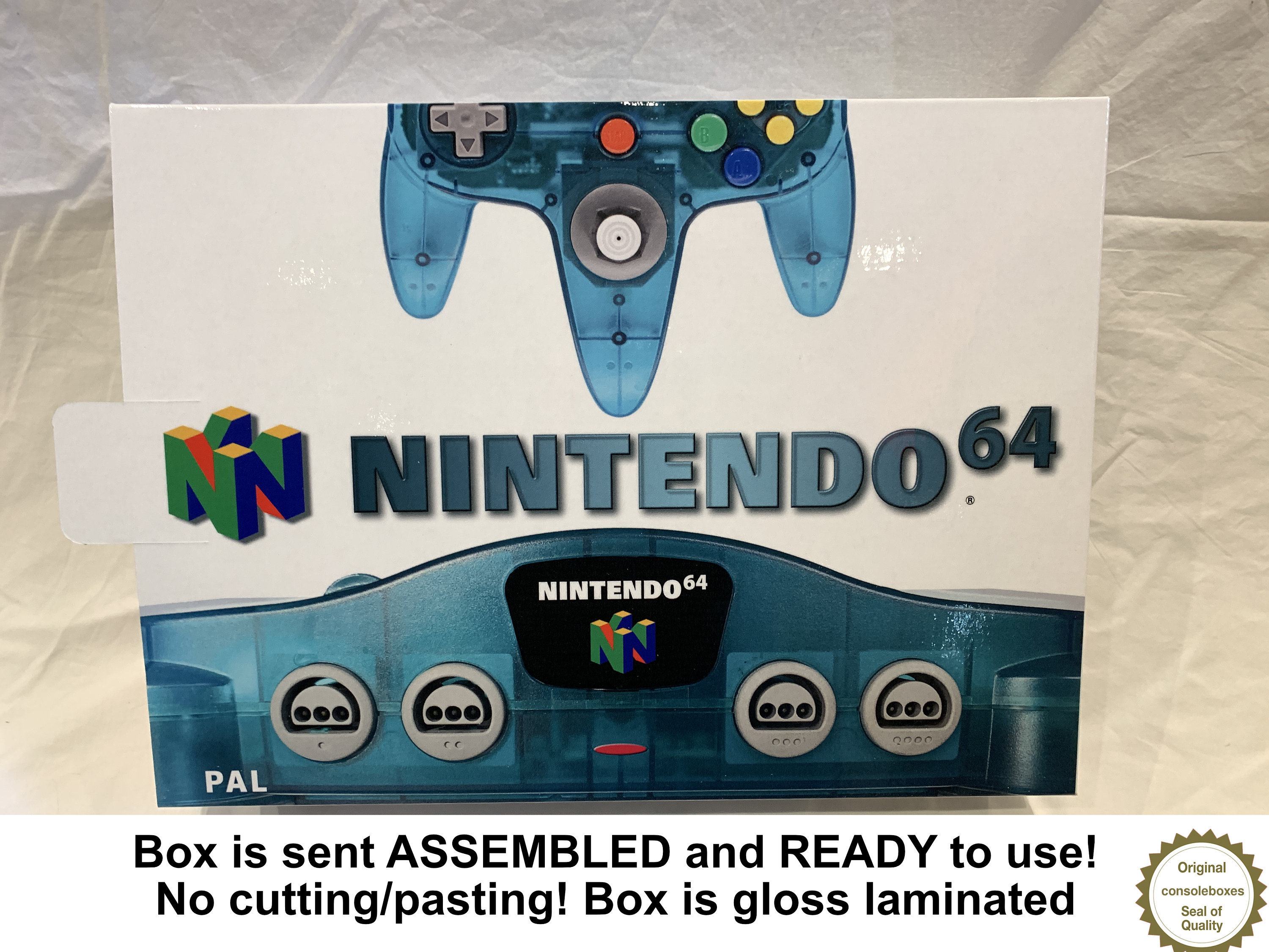 N64 Ice Blue Funtastic EMPTY CONSOLE BOX for Nintendo 64 ( Carton