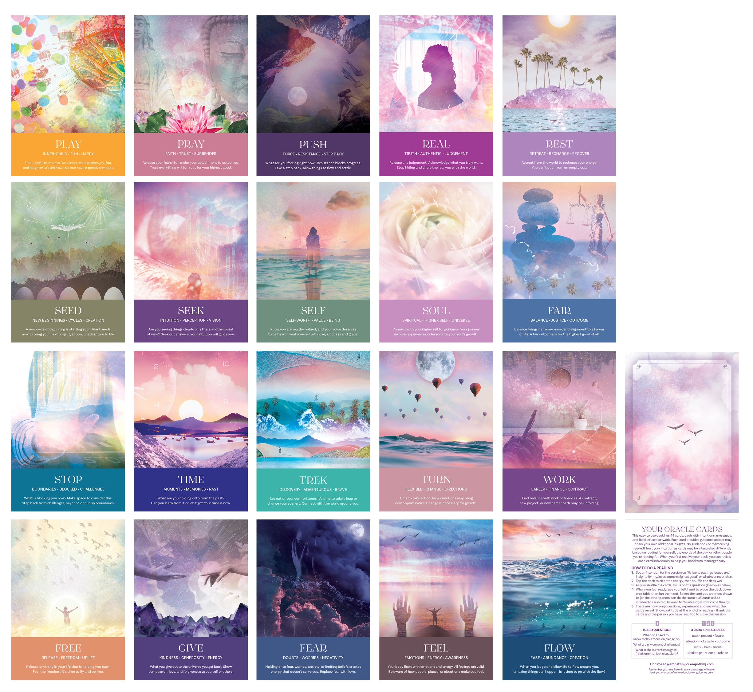 簡単なオラクルカード｜レイキを注入した直感デッキ｜44枚 - Etsy 日本