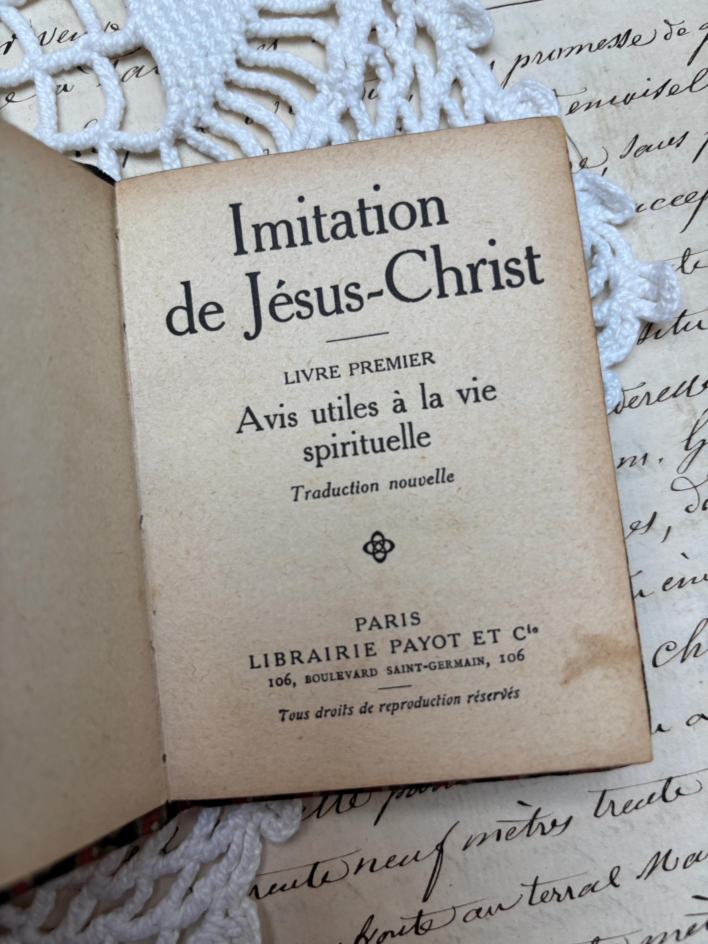 Imitation De Jésus-christ, Livre I, Miniature French Vintage Book