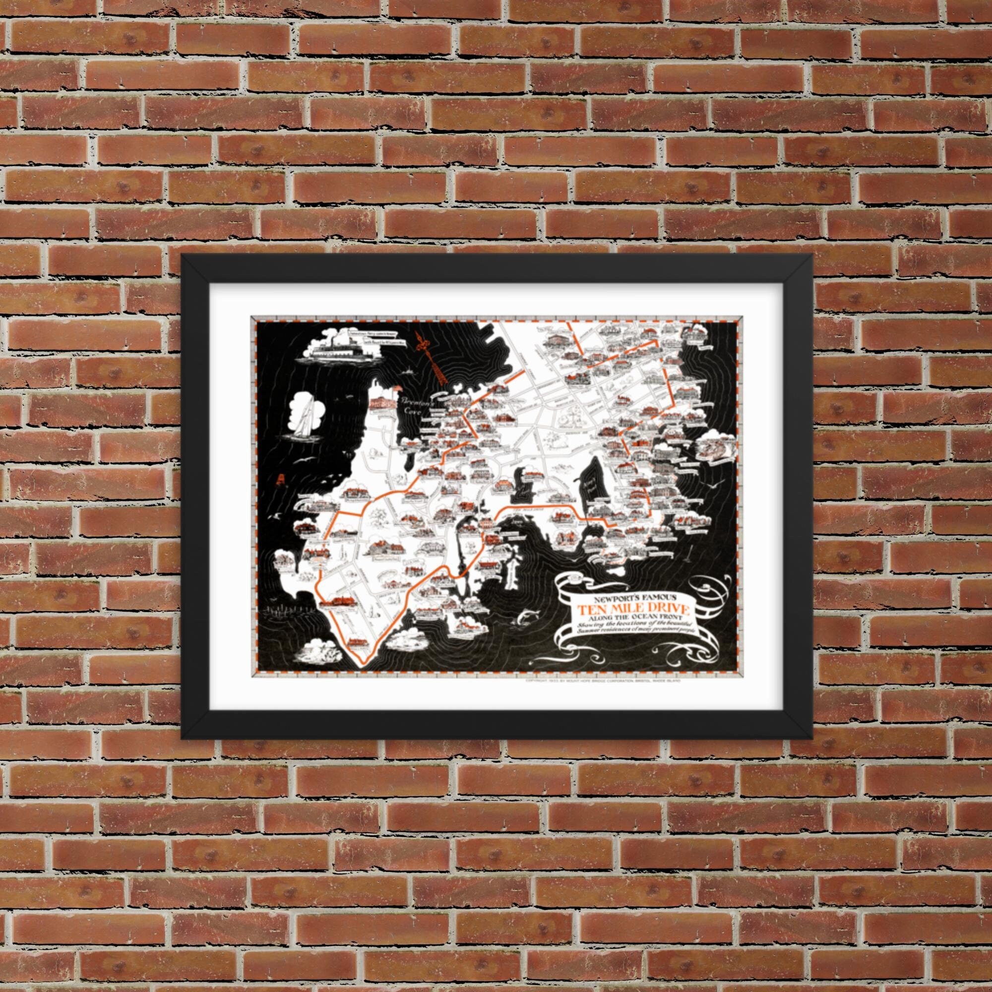 1933 Map of Newport Rhode Island Mansions | Newport's Famous 10