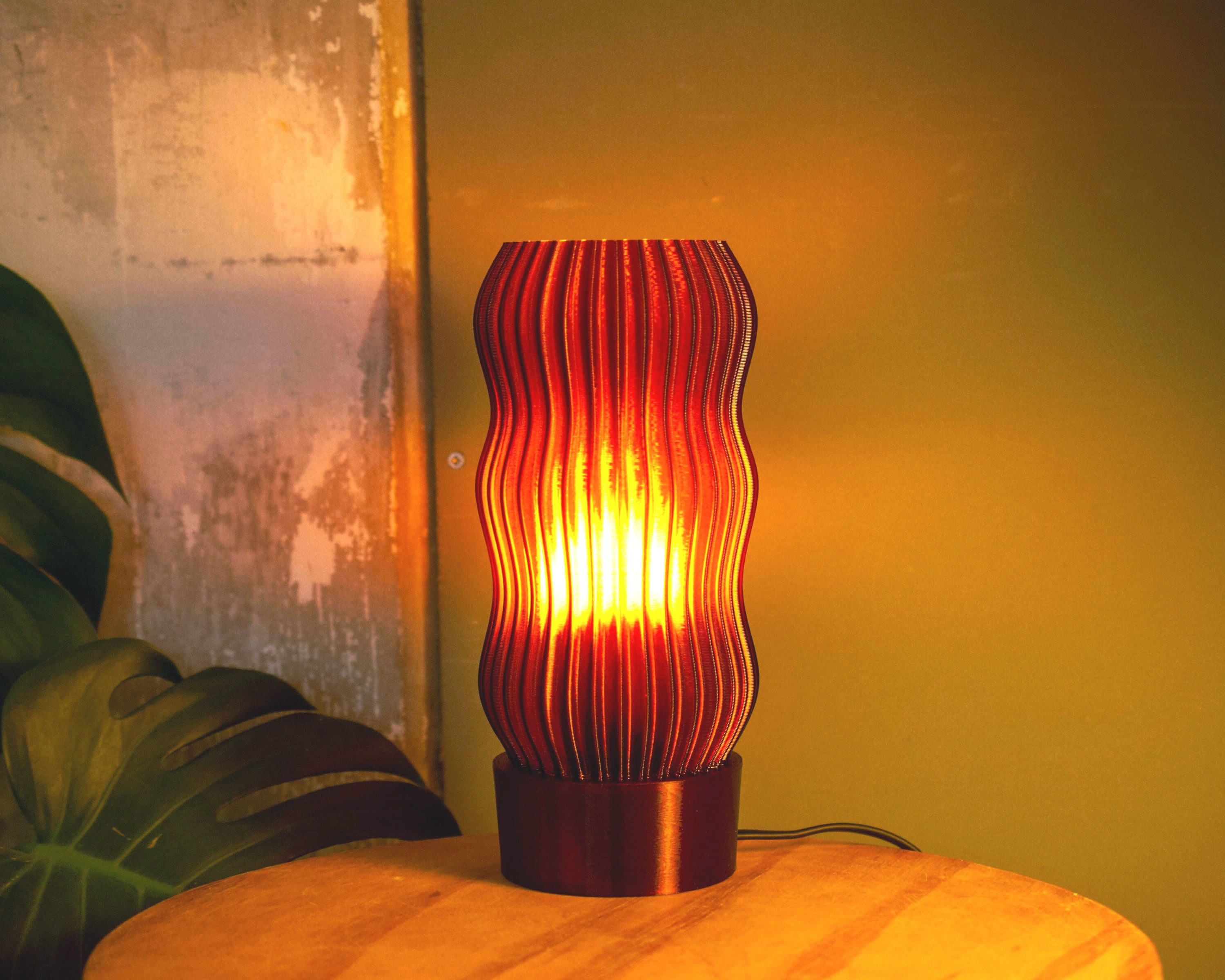 WAVY X AMBER · Japandi Table Lamp · Warm Orange Glow · Handmade