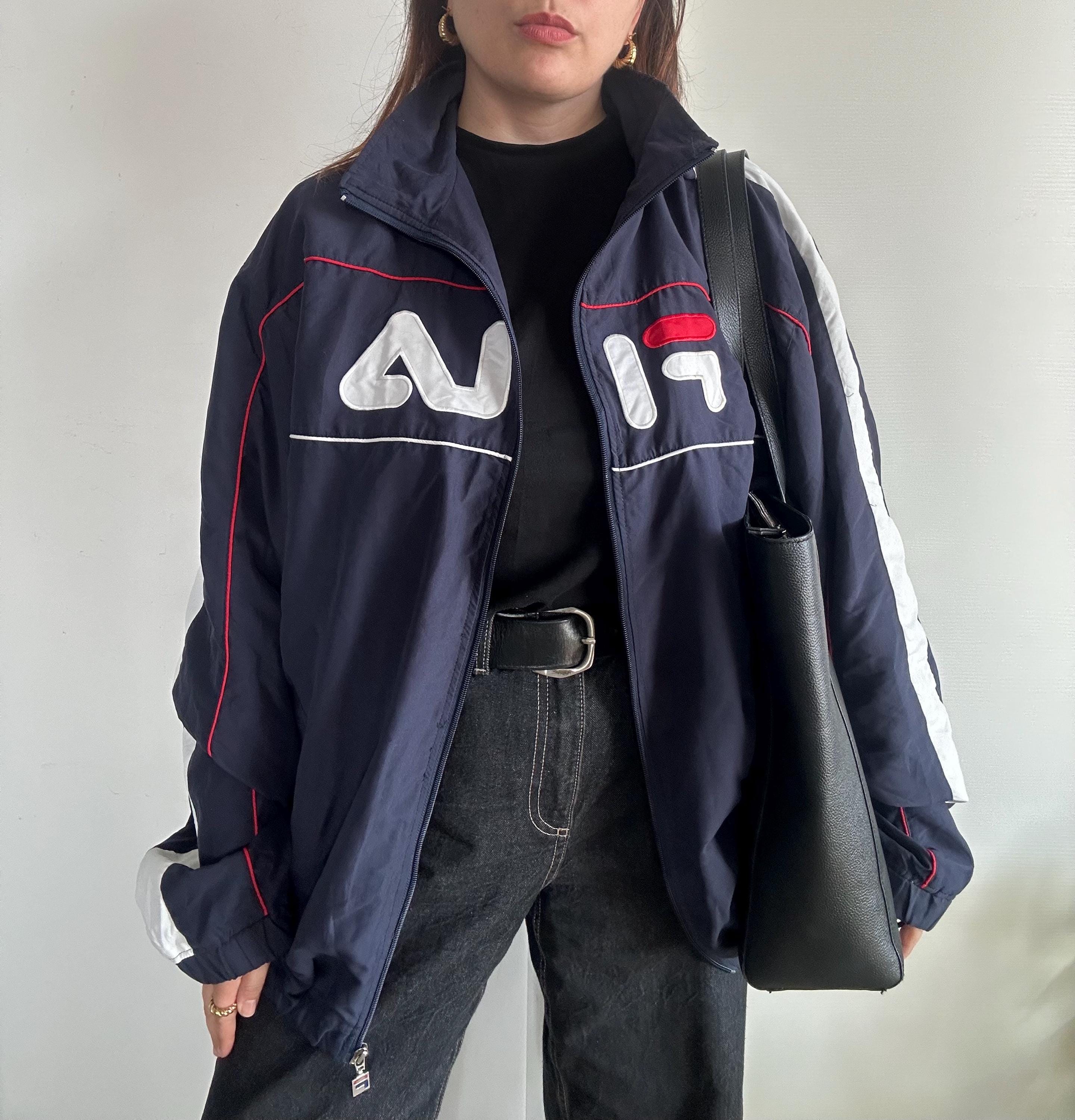 Vintage Fila Blue Jacket With Large Front Logo, Unisex, Oversize