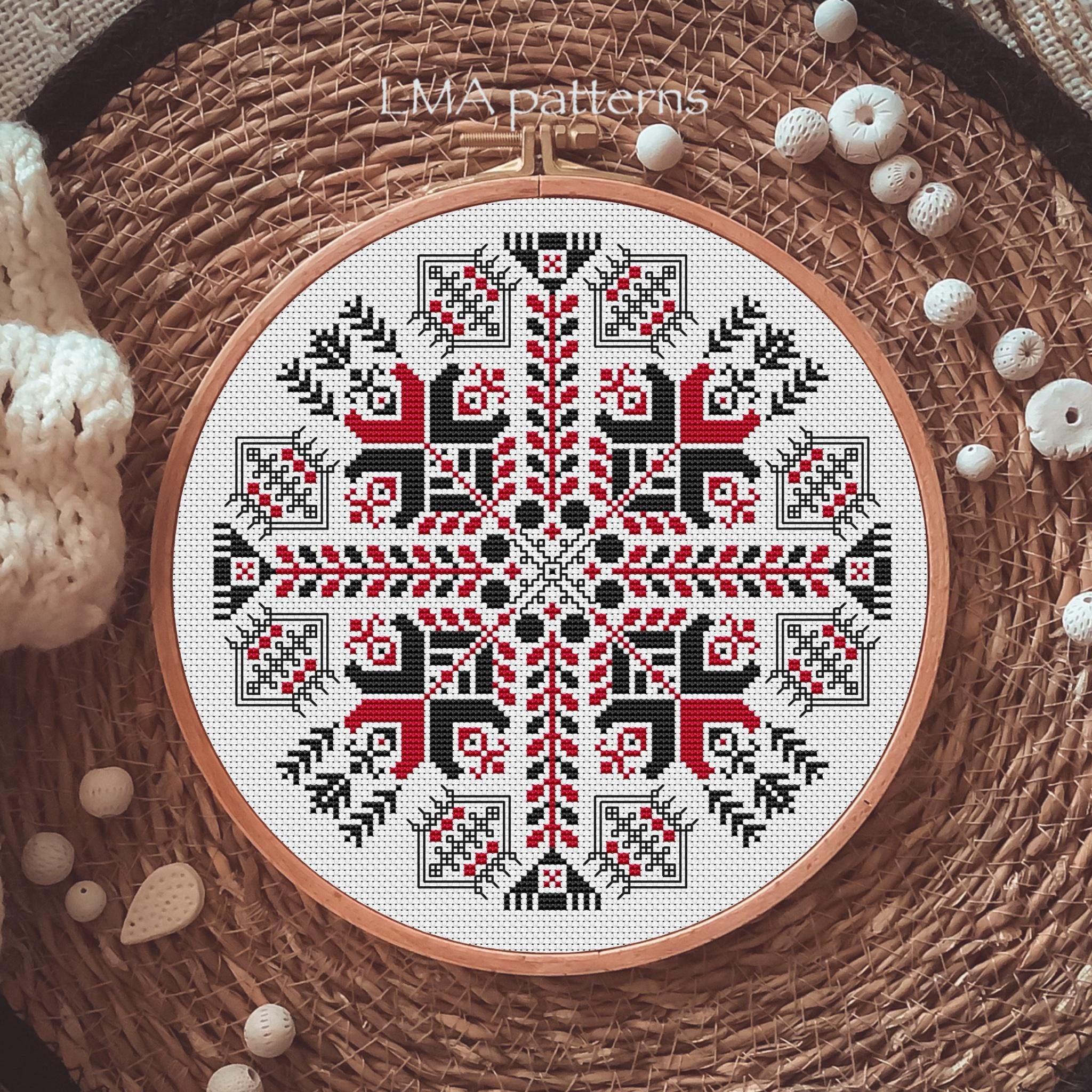 Croatian Sampler Cross Stitch Pattern PDF, Geometric Slavic Ethnic