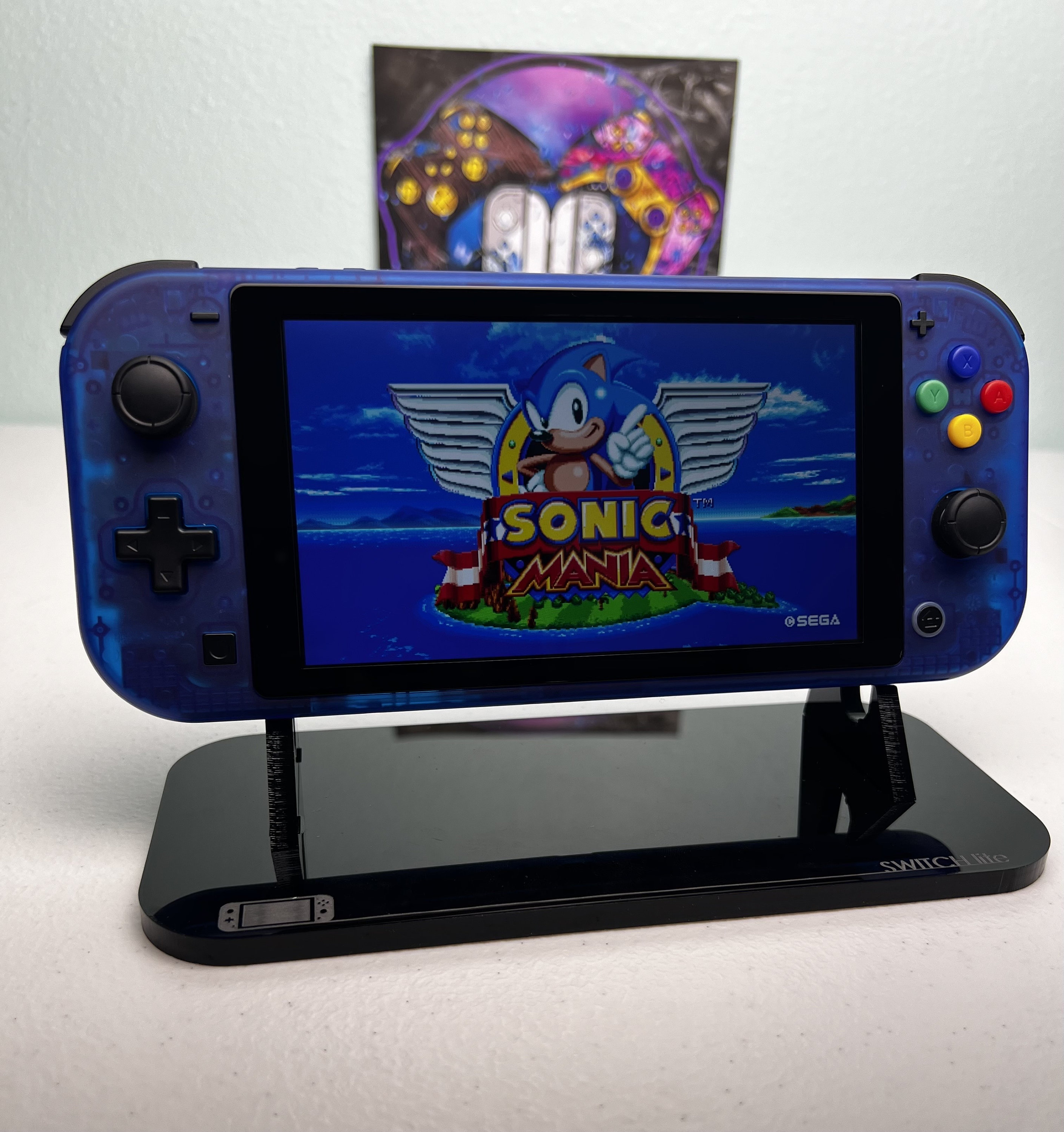 Transparent Blue - Black Accents + Colorful ABXY - Custom Switch