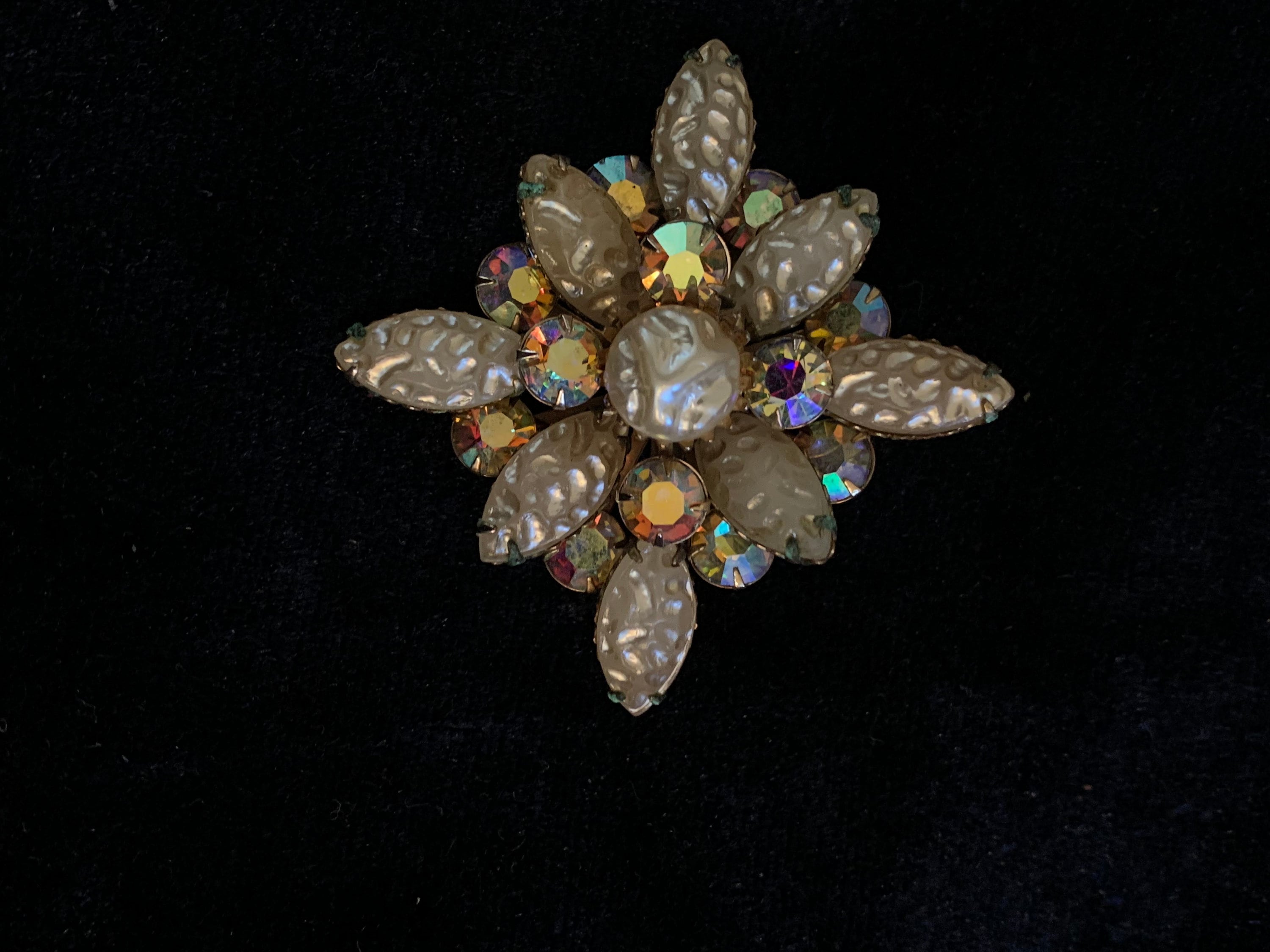 ミリアム ハスケル風のヴィンテージ ブローチ、バロック パールと