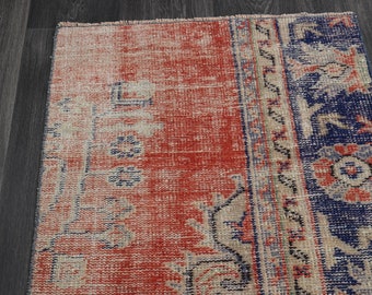 2x6 レッドベージュブルーヴィンテージトルコウシャクラグ、花柄