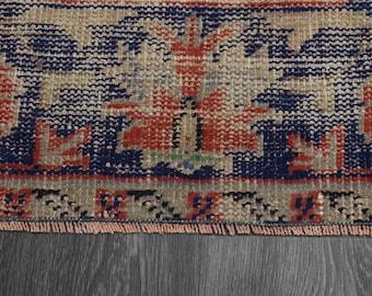 2x6 レッドベージュブルーヴィンテージトルコウシャクラグ、花柄