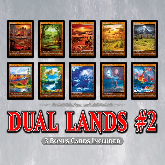 DUAL LANDS Set #2 - Set of 10 MTG Proxy Dual Lands for Commander
