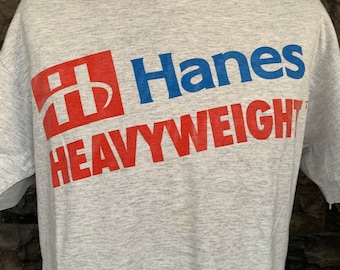 Vintage 90s Hanes Heavyweight Big Logo T Shirt - Etsy