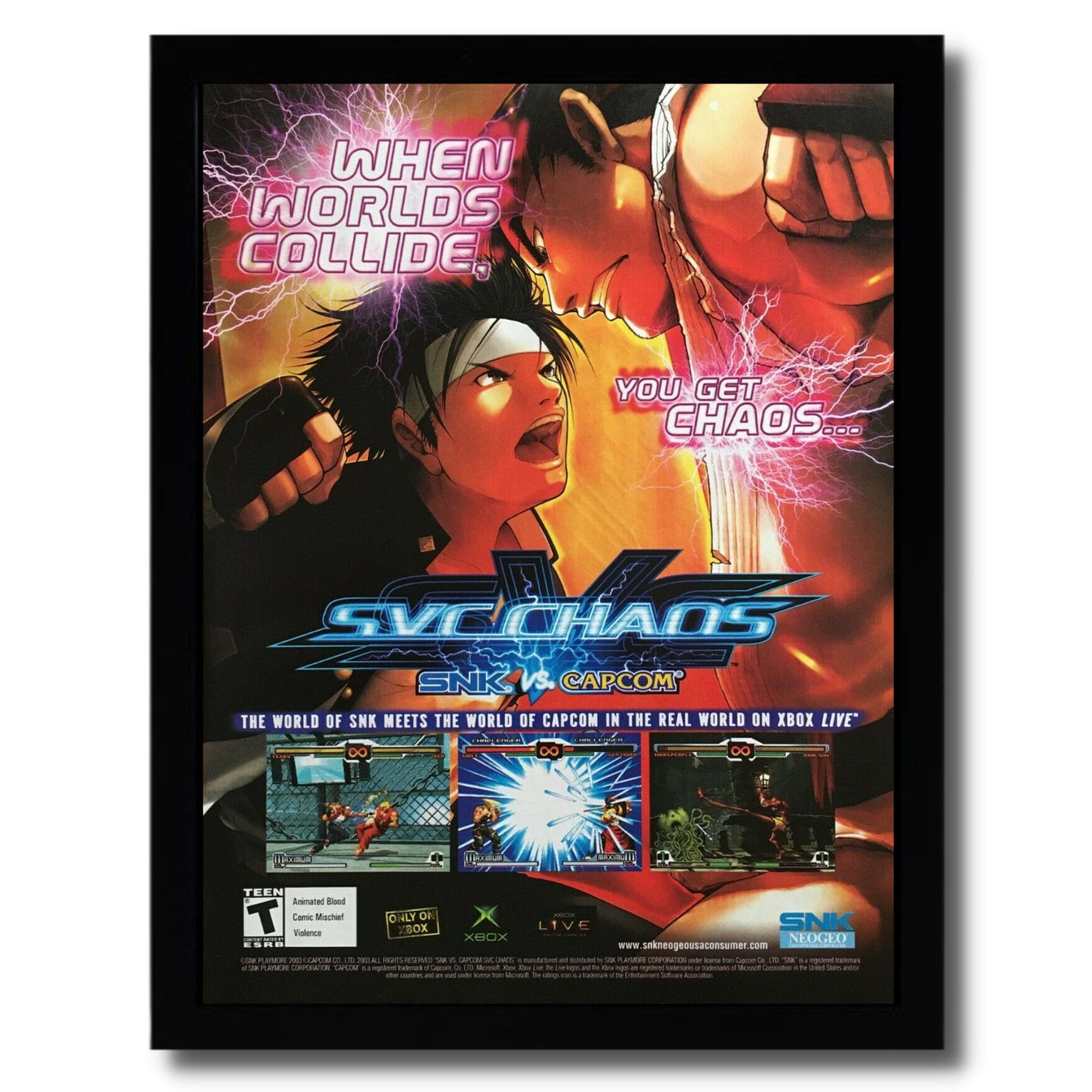 SNK Vs Capcom: SVC Chaos Framed Print Ad/poster PS2 Xbox Official