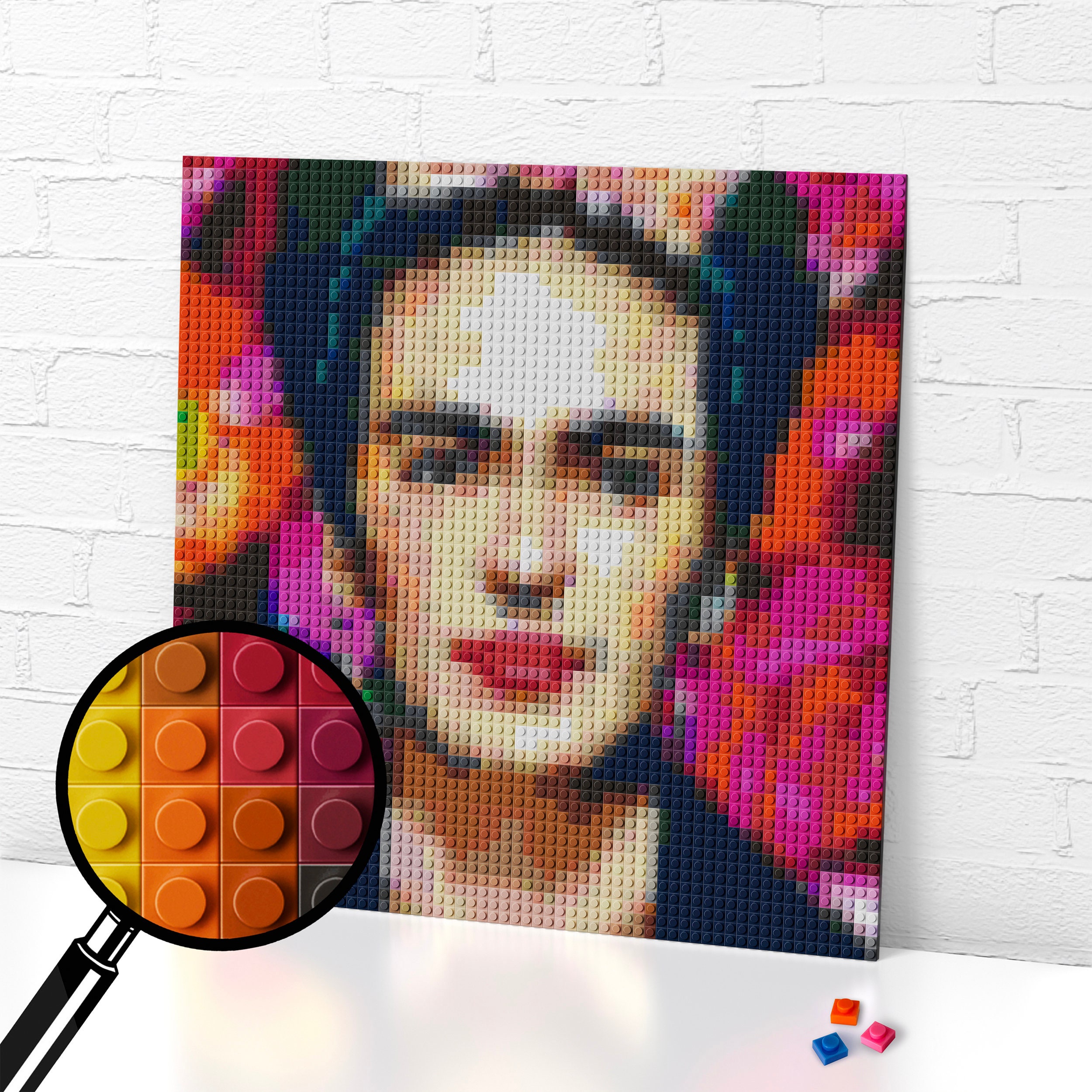 Frida Kahlo Red Portrait /pixel Art Poster/custom Jigsaw Portrait
