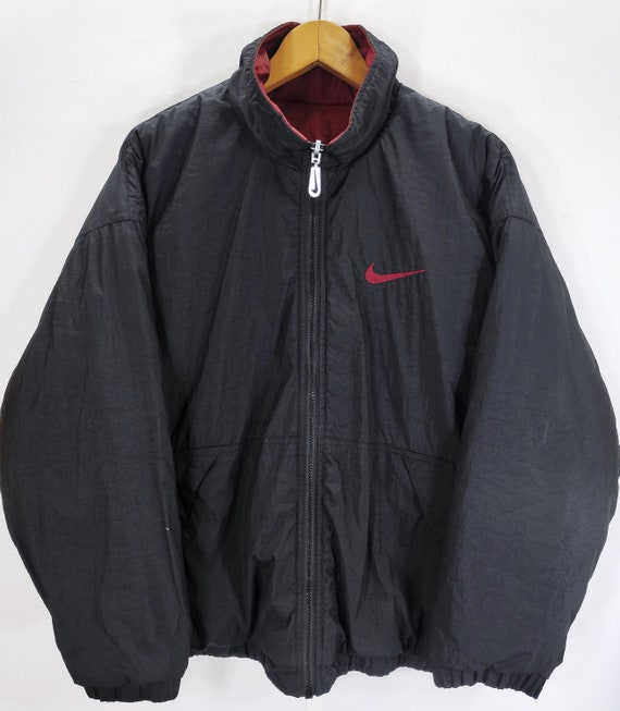 Vintage 90s Nike Swoosh Reversible 90s Black Maroon Retro Wear