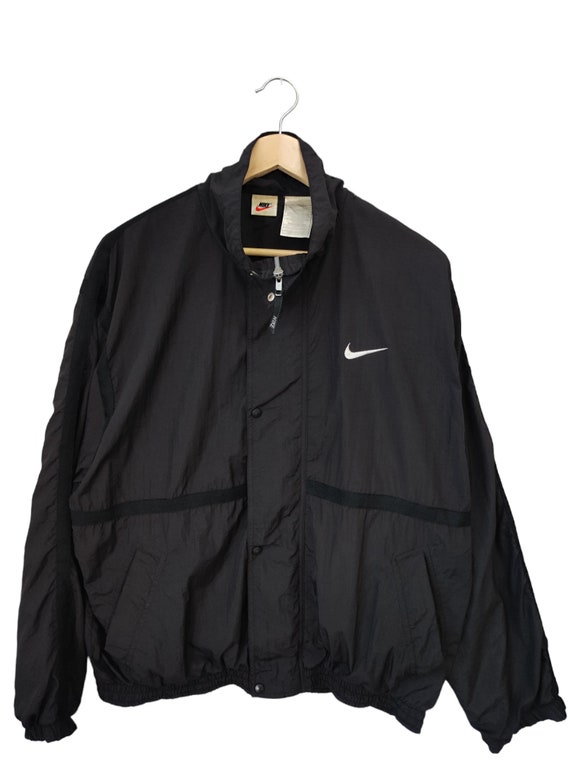 Vintage Nike Swoosh Nike 90s Black Jacket Nike Light Jacket Nike