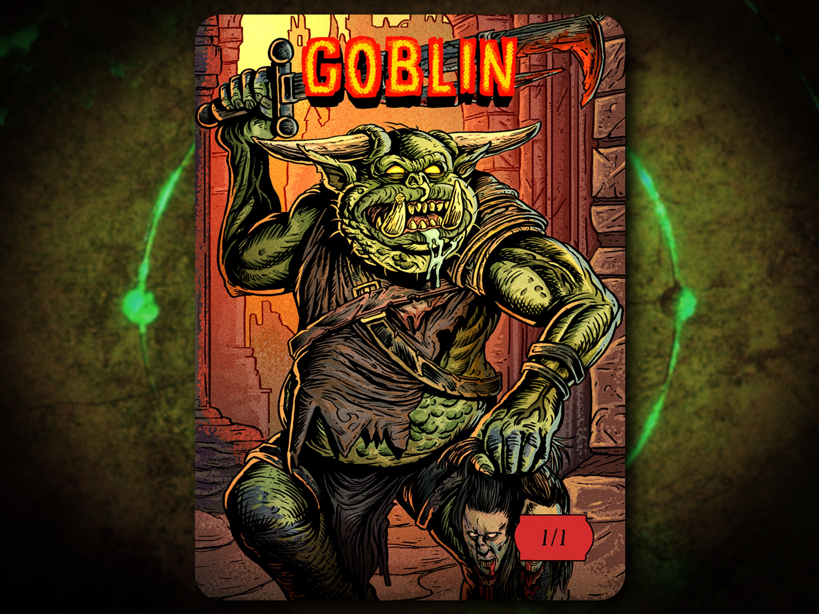 Goblin 1/1 Full Art Token [hand Drawn by Darkside Tokens] Magic