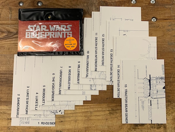 1977 Star Wars Original Complete Set of 15 Blueprints MINT Blue