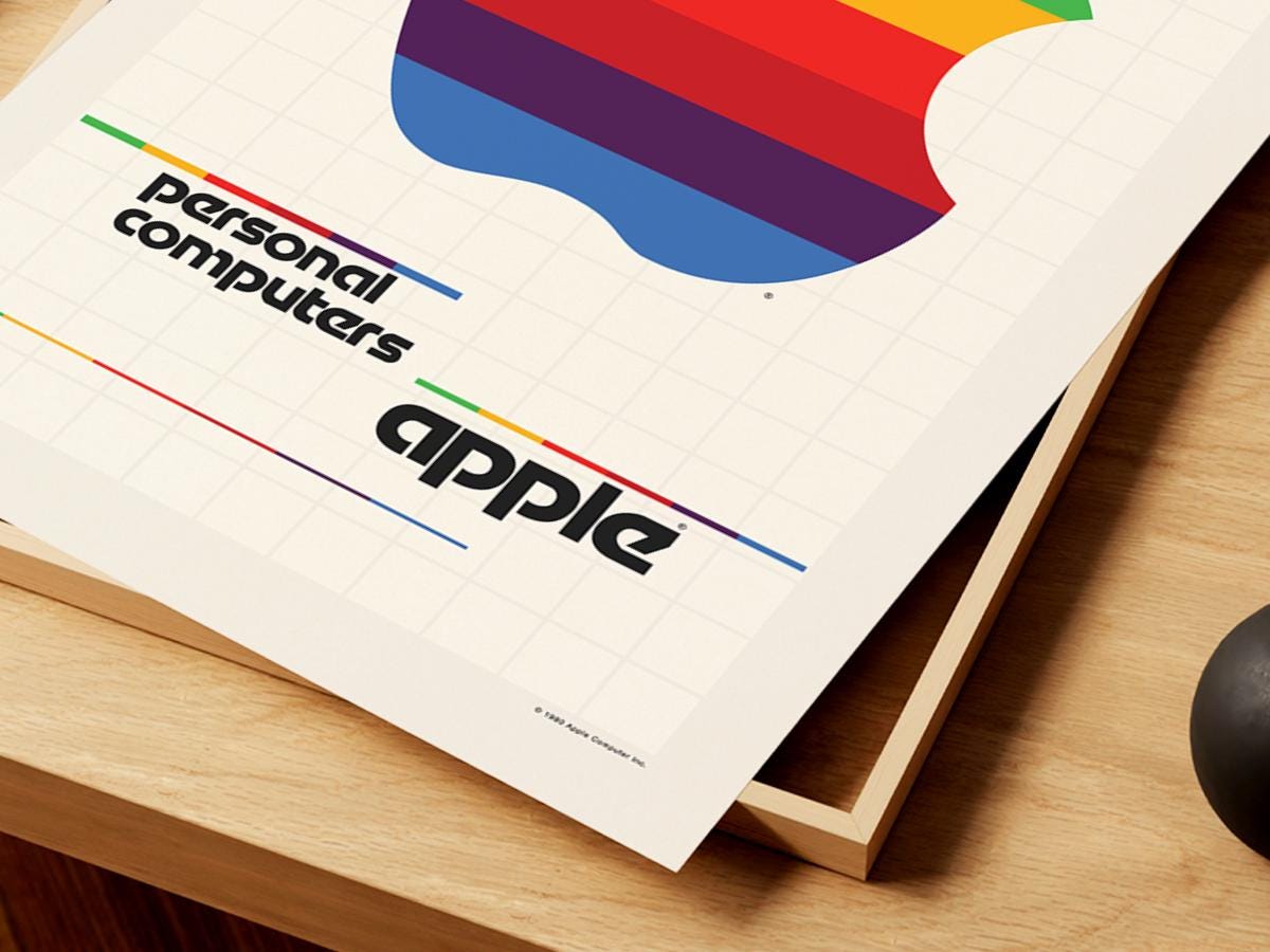 Apple Personal Computers Rainbow Logo Print, MAC Think Different