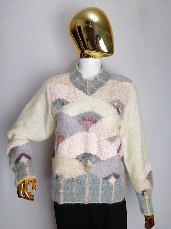 LAUREN HANSEN Hand Knit Sweater, 80s Handmade Mohair Sweater