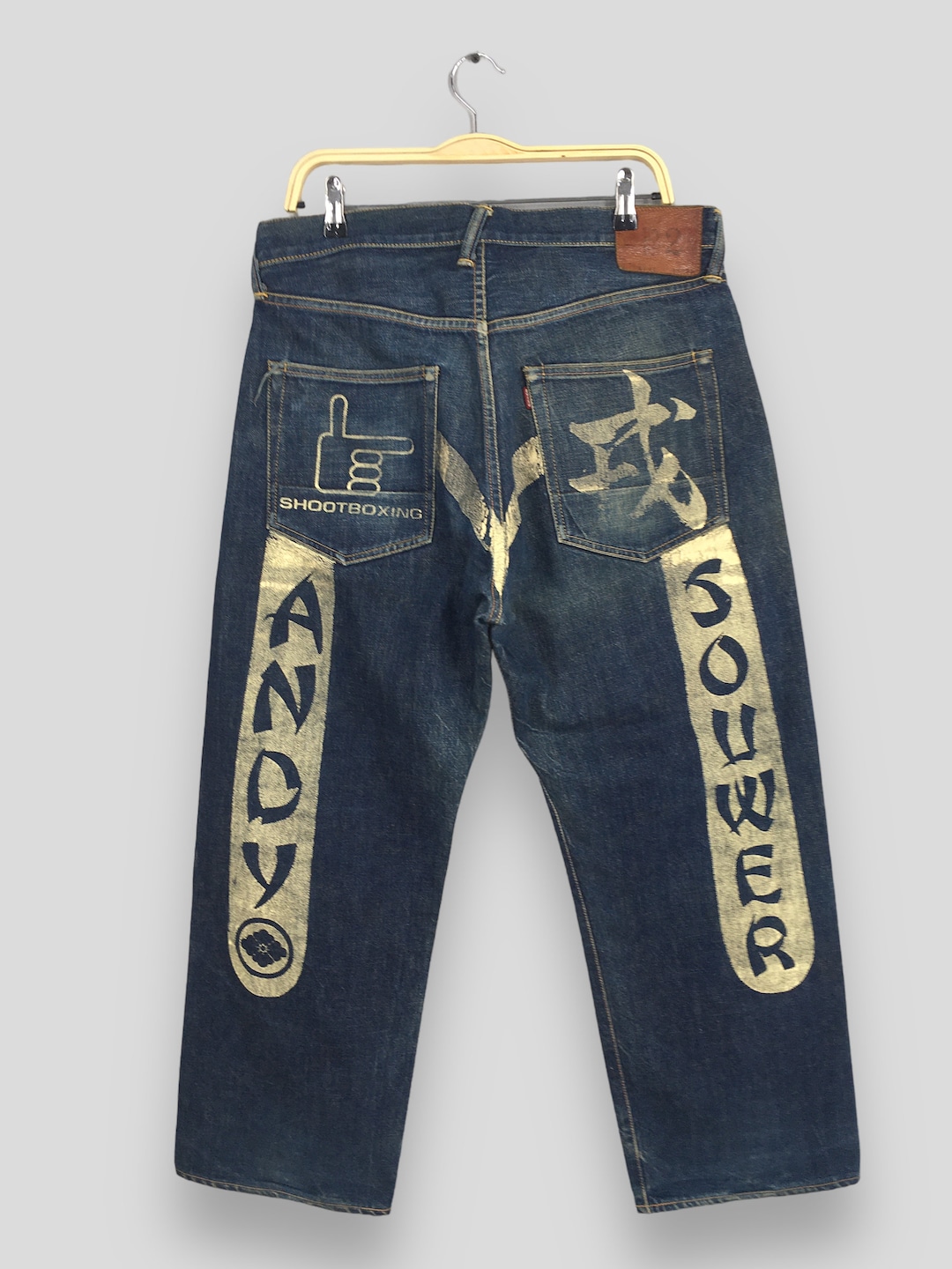 Size 34x27 Vintage Evisu Daicock Andy Souwer Denim Faded Indigo