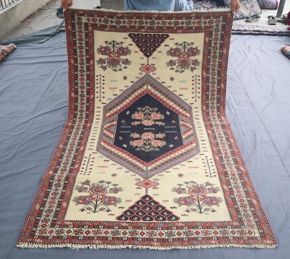 幾何学模様 ラグ トライバル カフカス地方 キリム ビンテージ