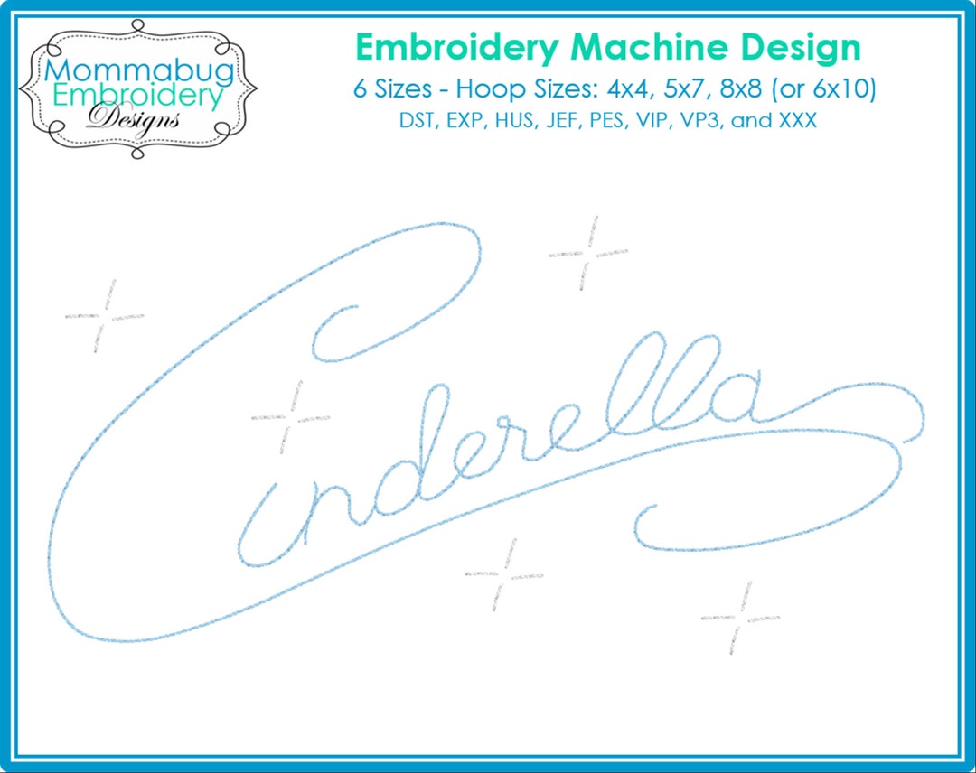 シンデレラサインサインデジタル刺繍機デザインファイル - Etsy 日本