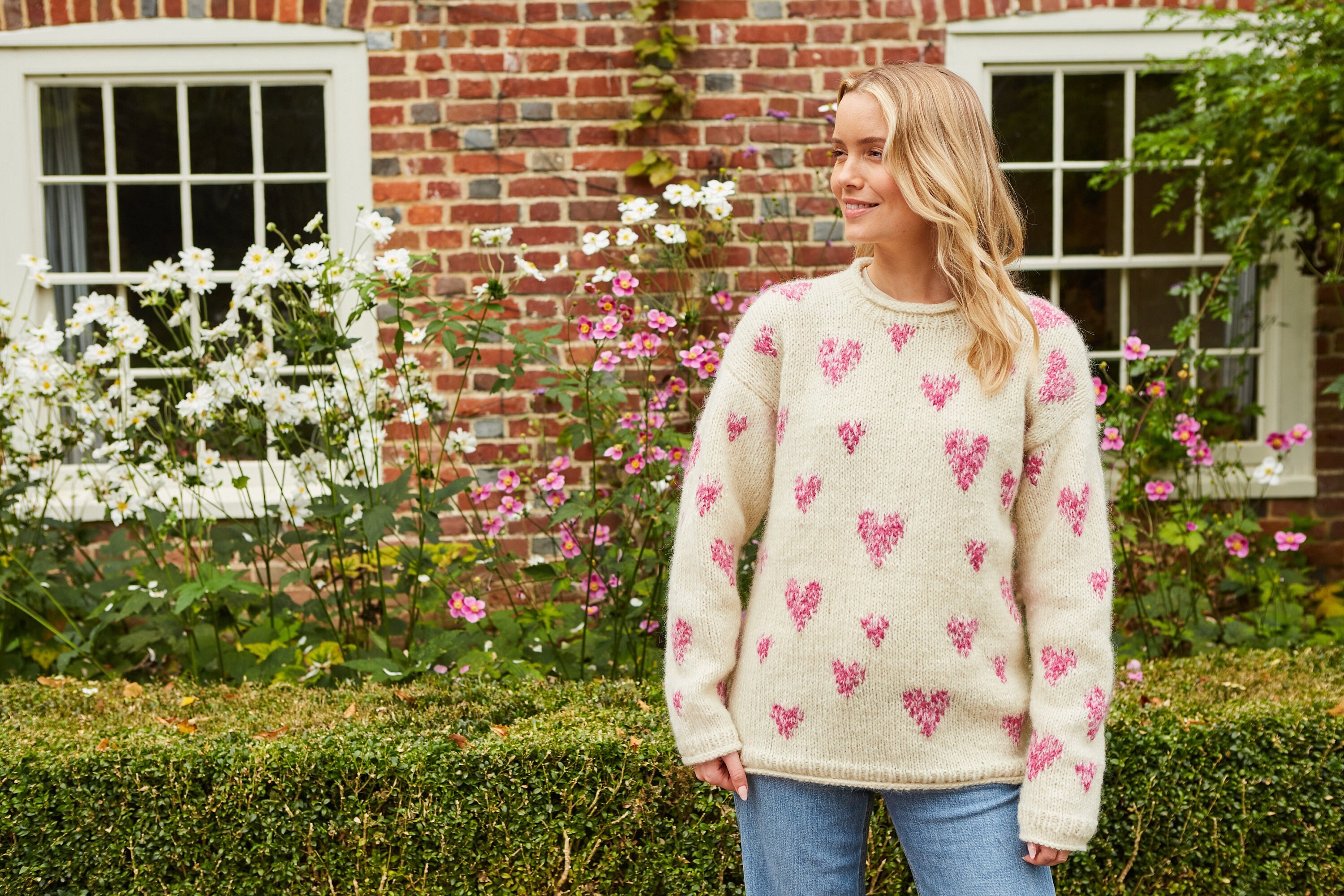 Women's Sweetheart Sweater - Heart Pattern Jumper - Love Heart