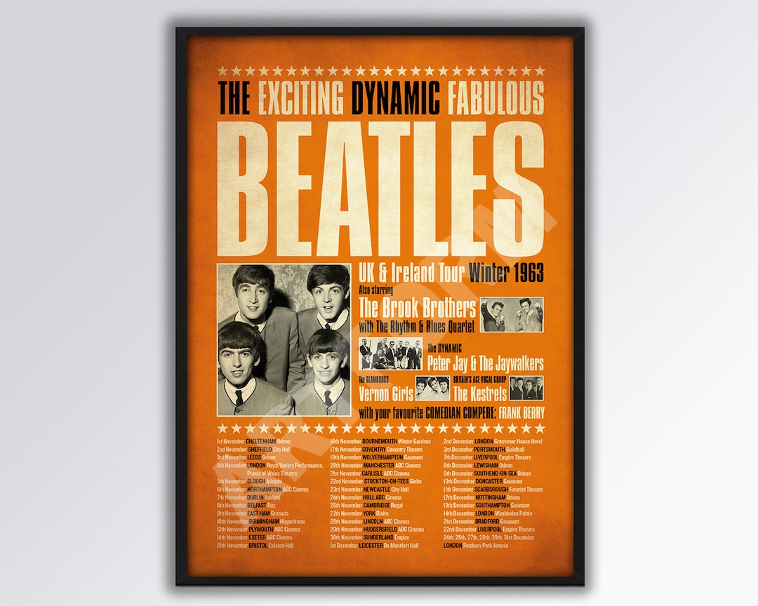 THE BEATLES 1963 Uk Package Tour Poster REIMAGINED A3 Size